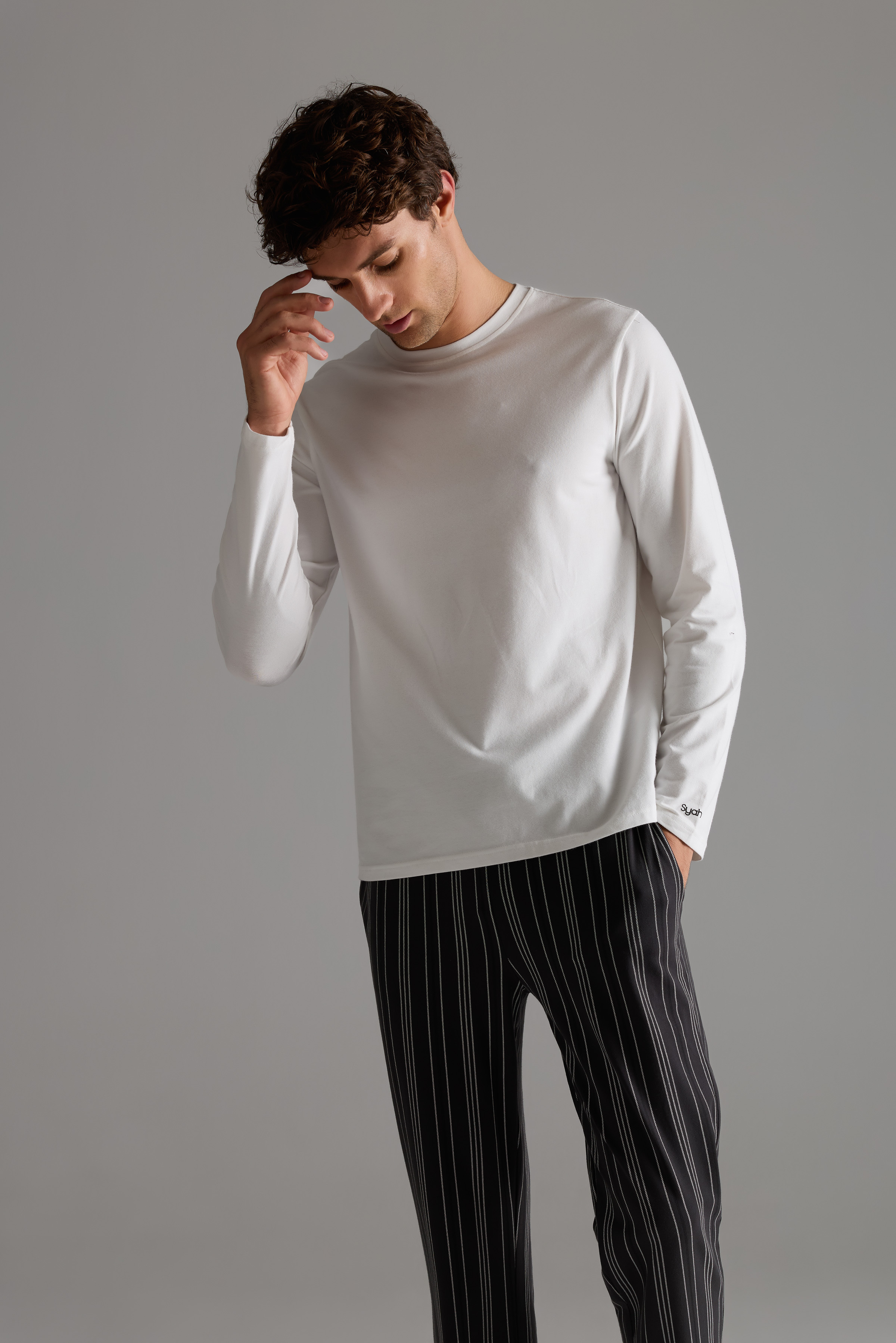 Men's Ecru Cotton Pajama Top — view 2