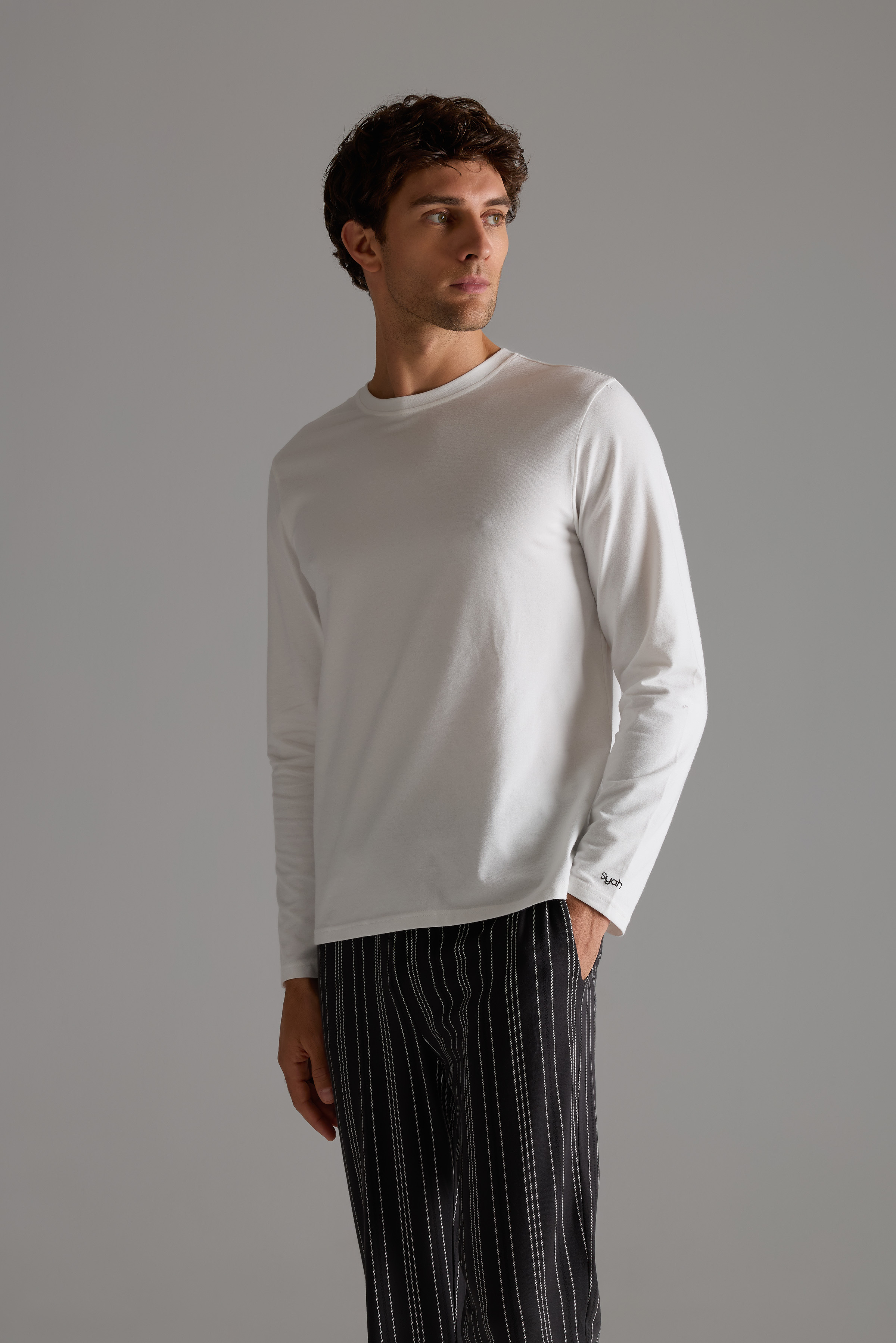 Men's Ecru Cotton Pajama Top — view 4