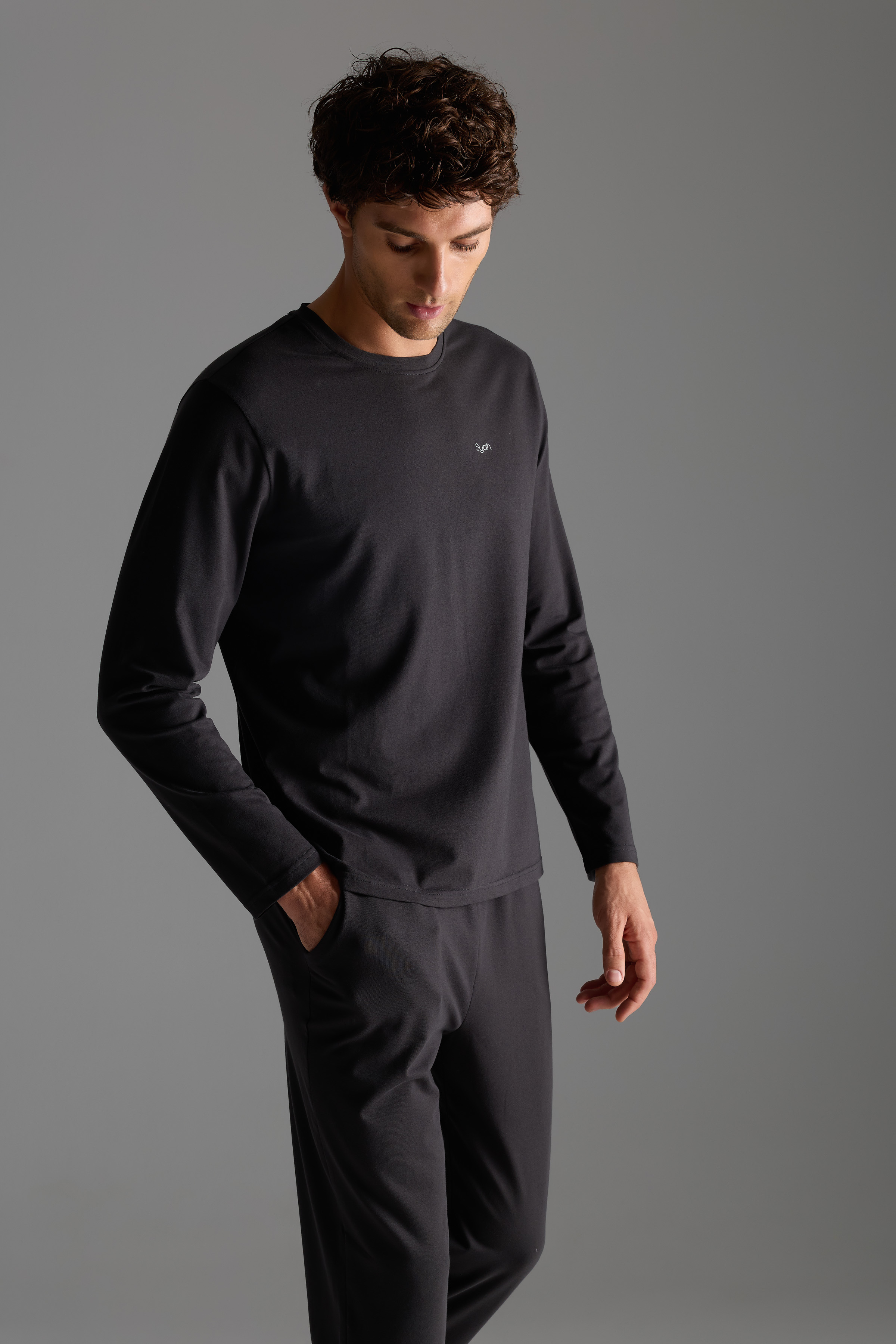 Men's Neutral Cotton Pajama Top — view 3