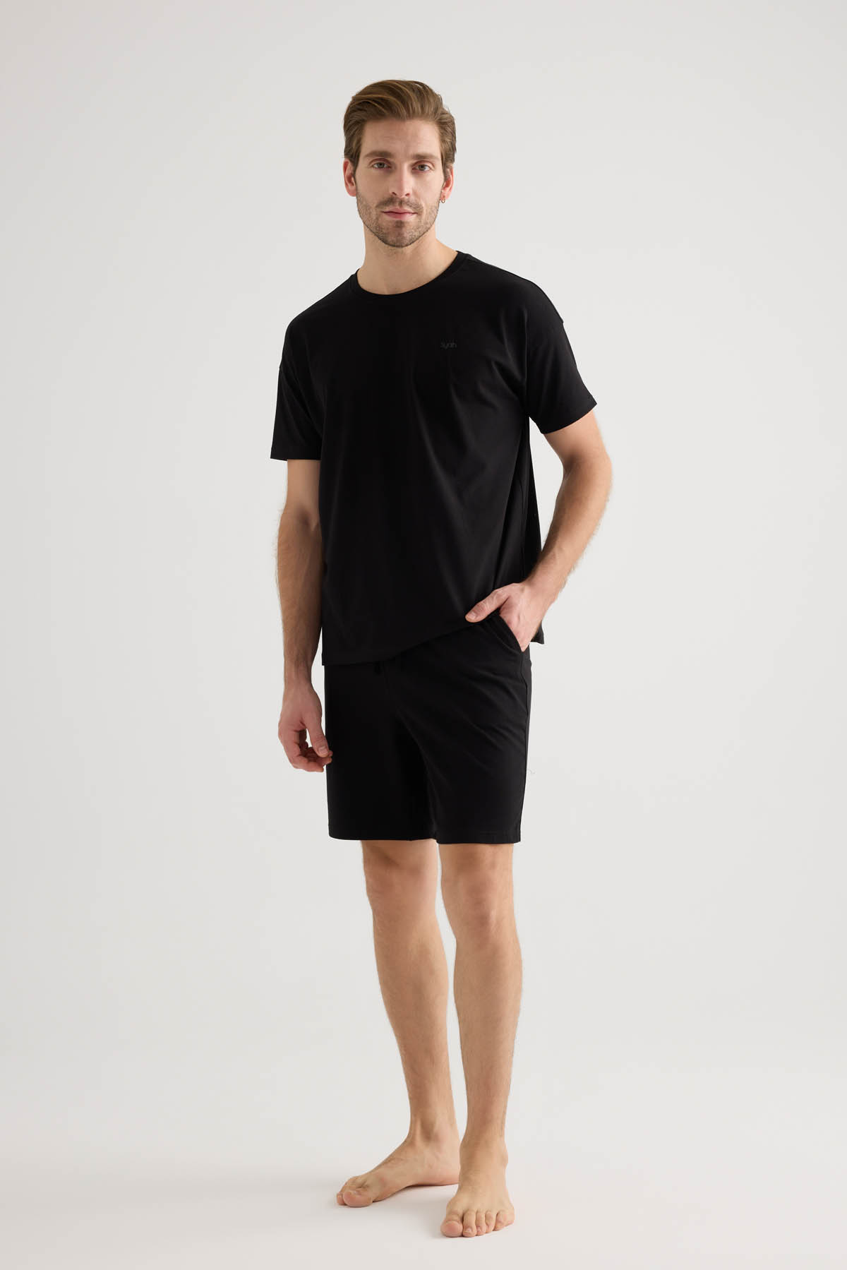 Men's Black Cotton Shorts — view 2