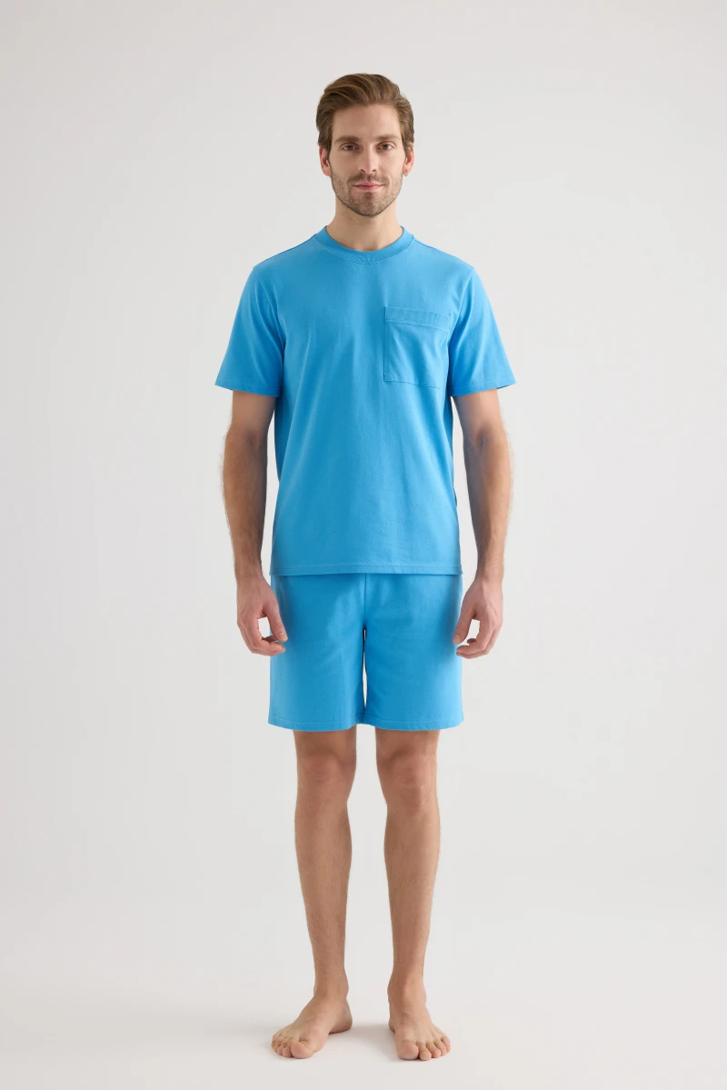 Men's Blue Cotton Shorts — view 3