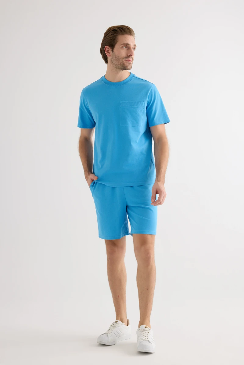 Men's Blue Cotton Shorts — view 4