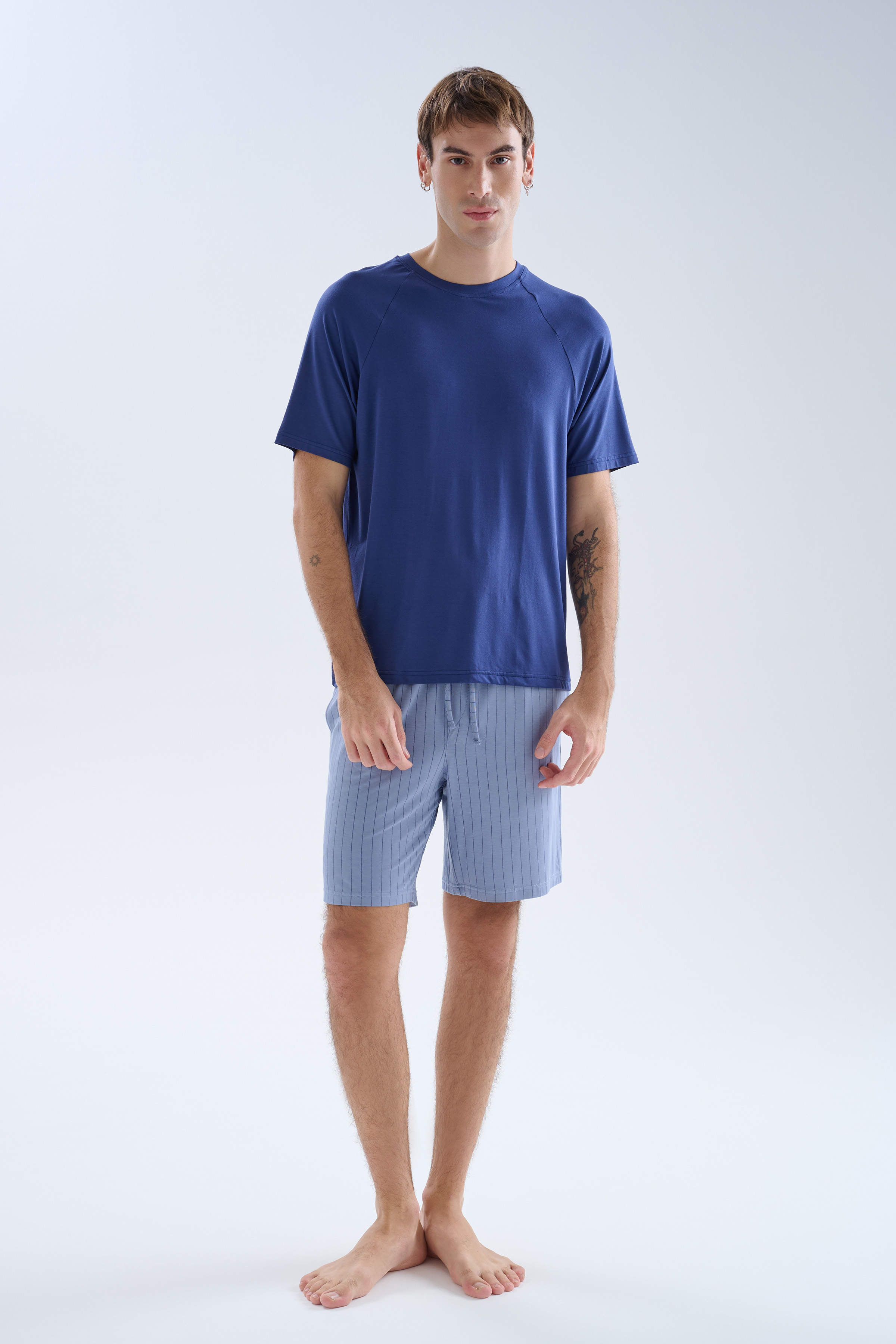 Men's Navy Viscose Pajama Set — view 1