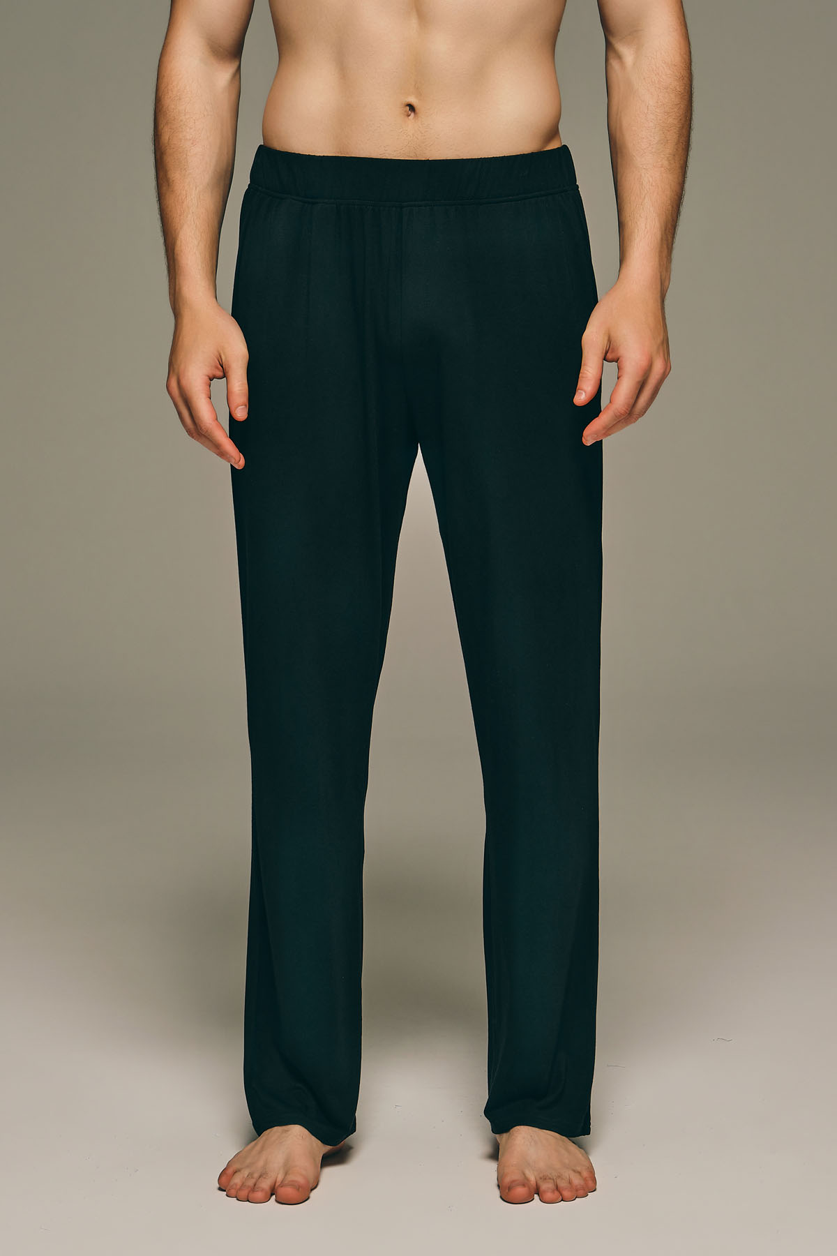 Men's Black Modal Trousers — view 1