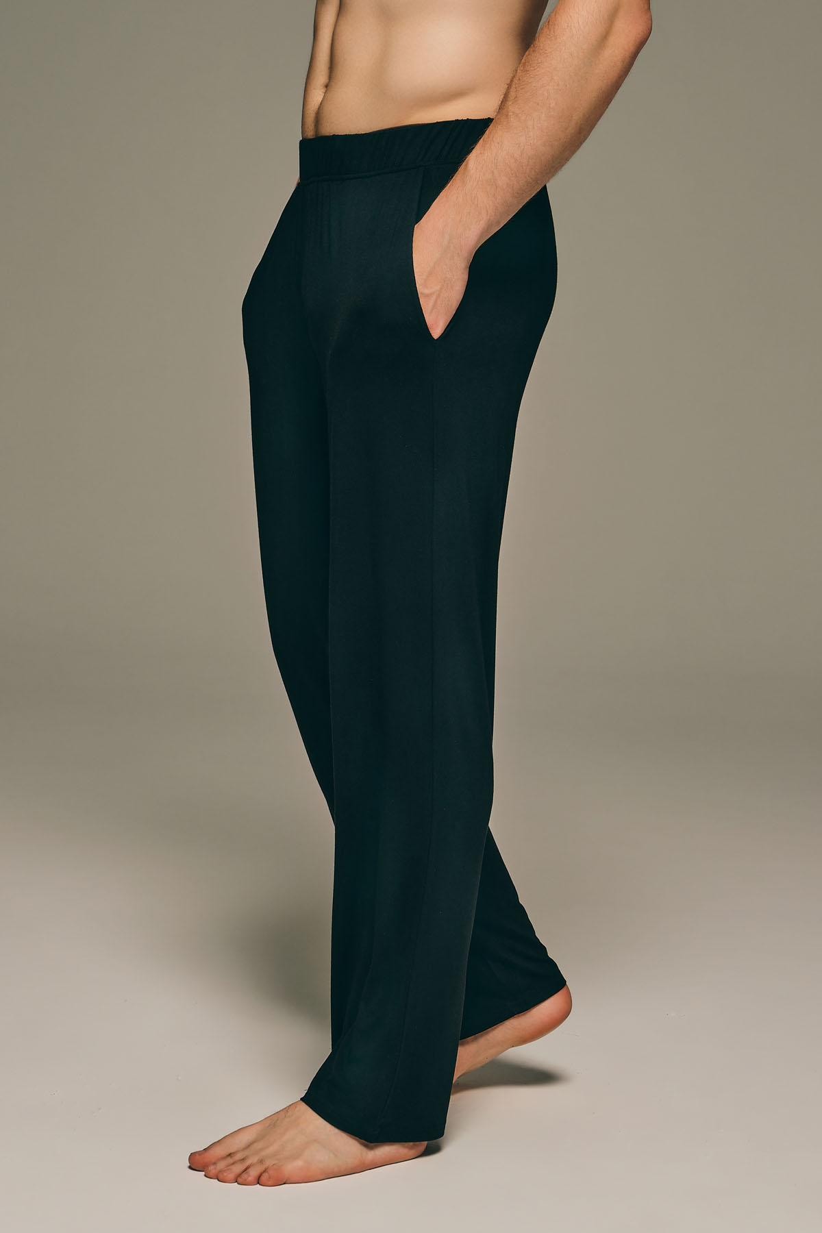 Men's Black Modal Trousers — view 2