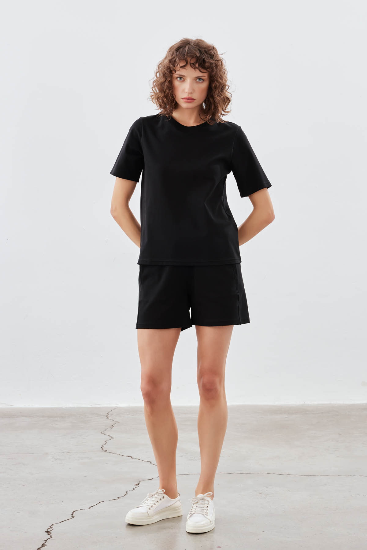 Women's Black Cotton Tee — view 1