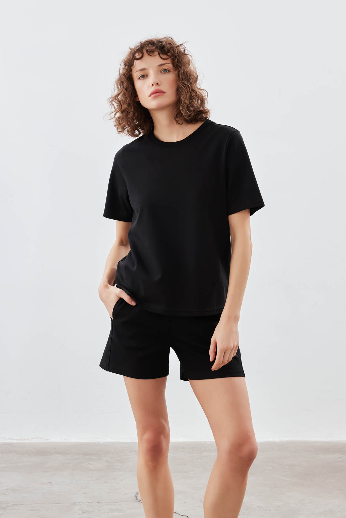 Women's Black Cotton Tee — view 3