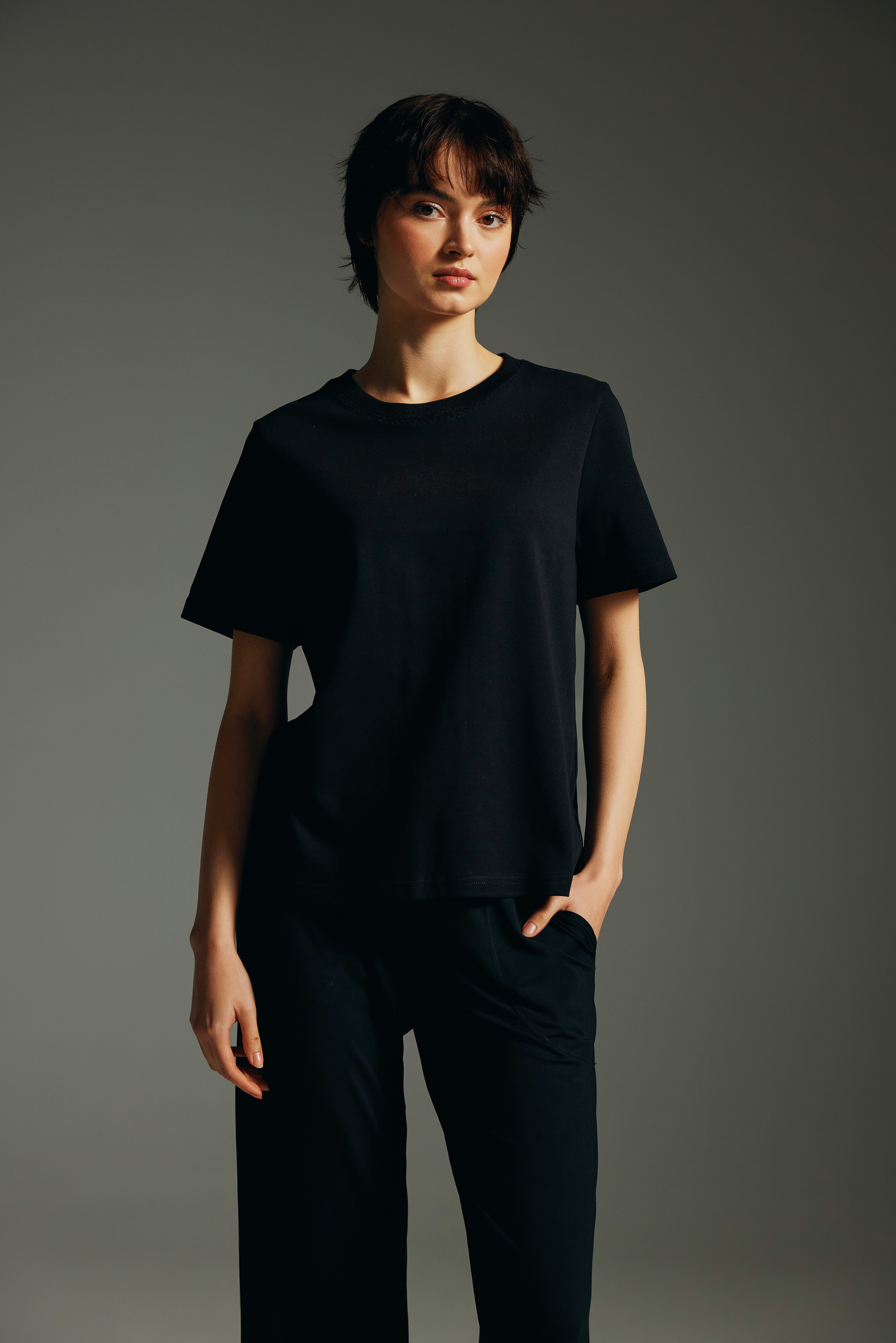 Women's Black Cotton Tee — view 4