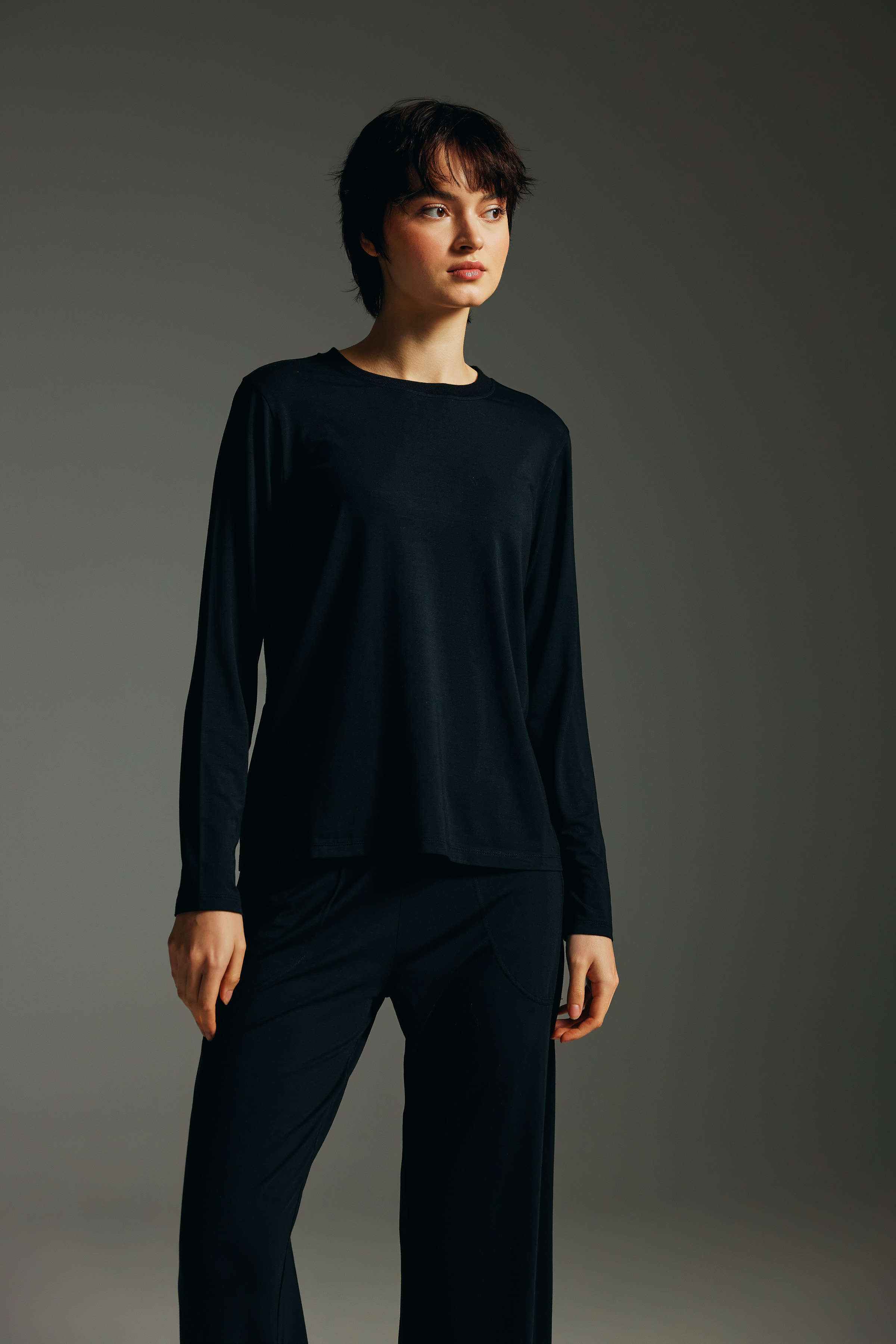 Women's Black Cotton Tee — view 1