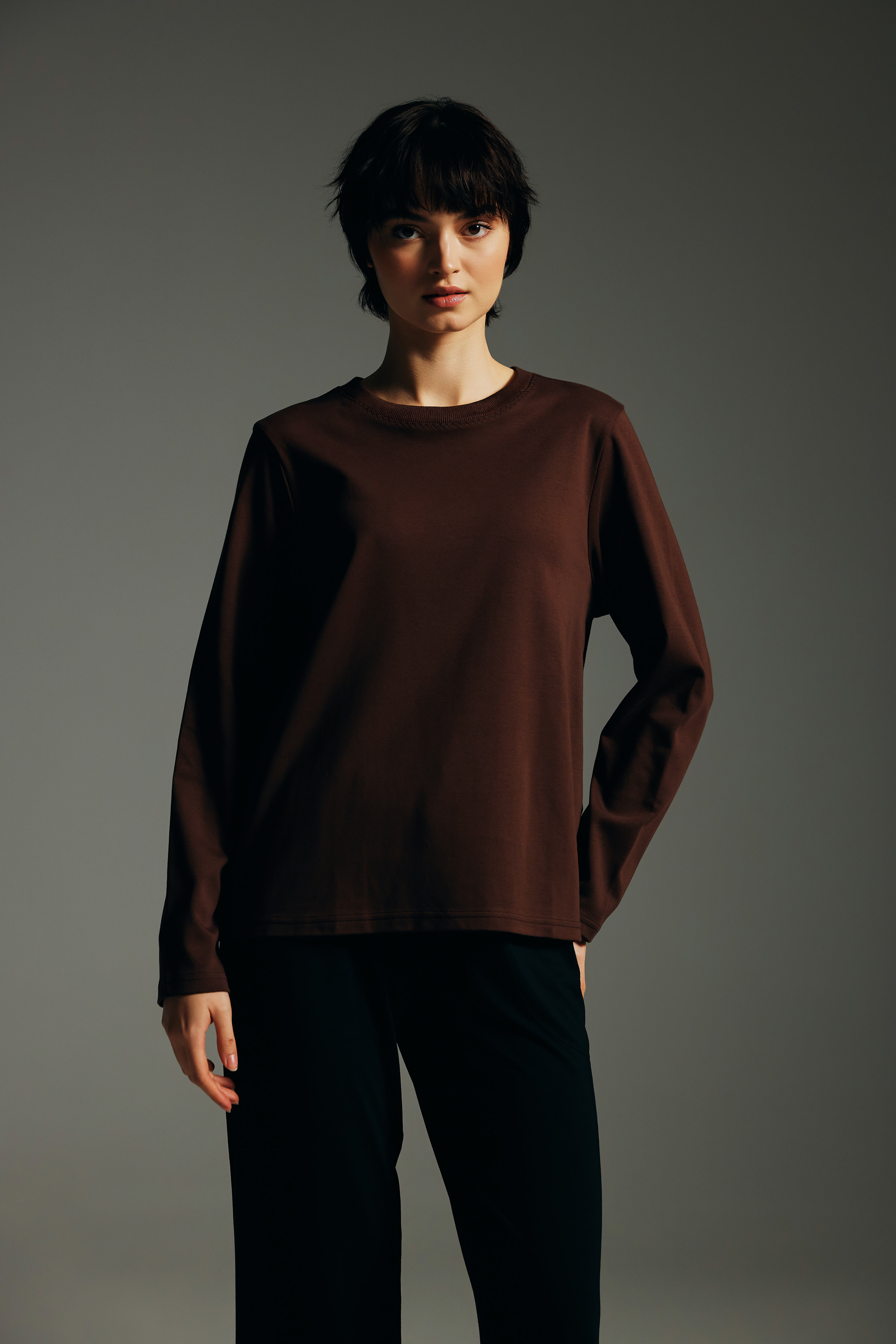 Women's Brown Cotton Tee — view 1