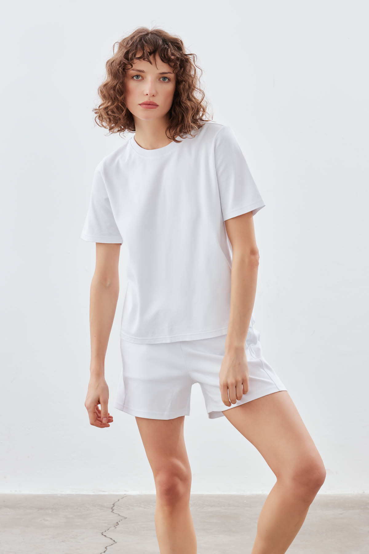 Women's White Cotton Tee — view 1