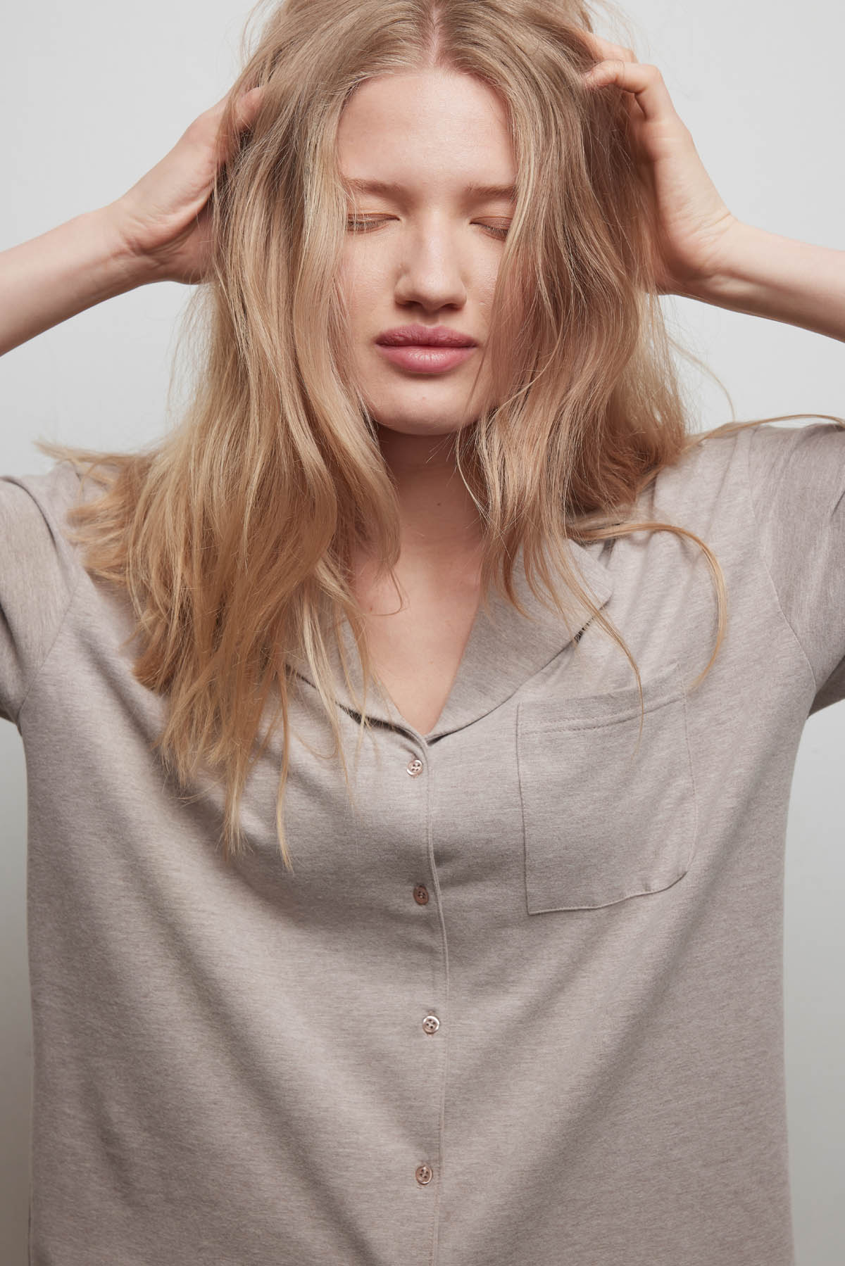 Women's Beige Cotton Pajama Set — view 2