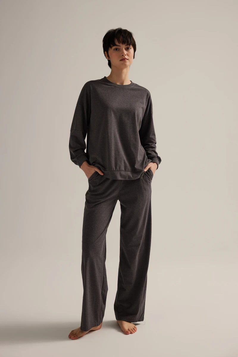 Women's Brown Cotton Pajama Set — view 1