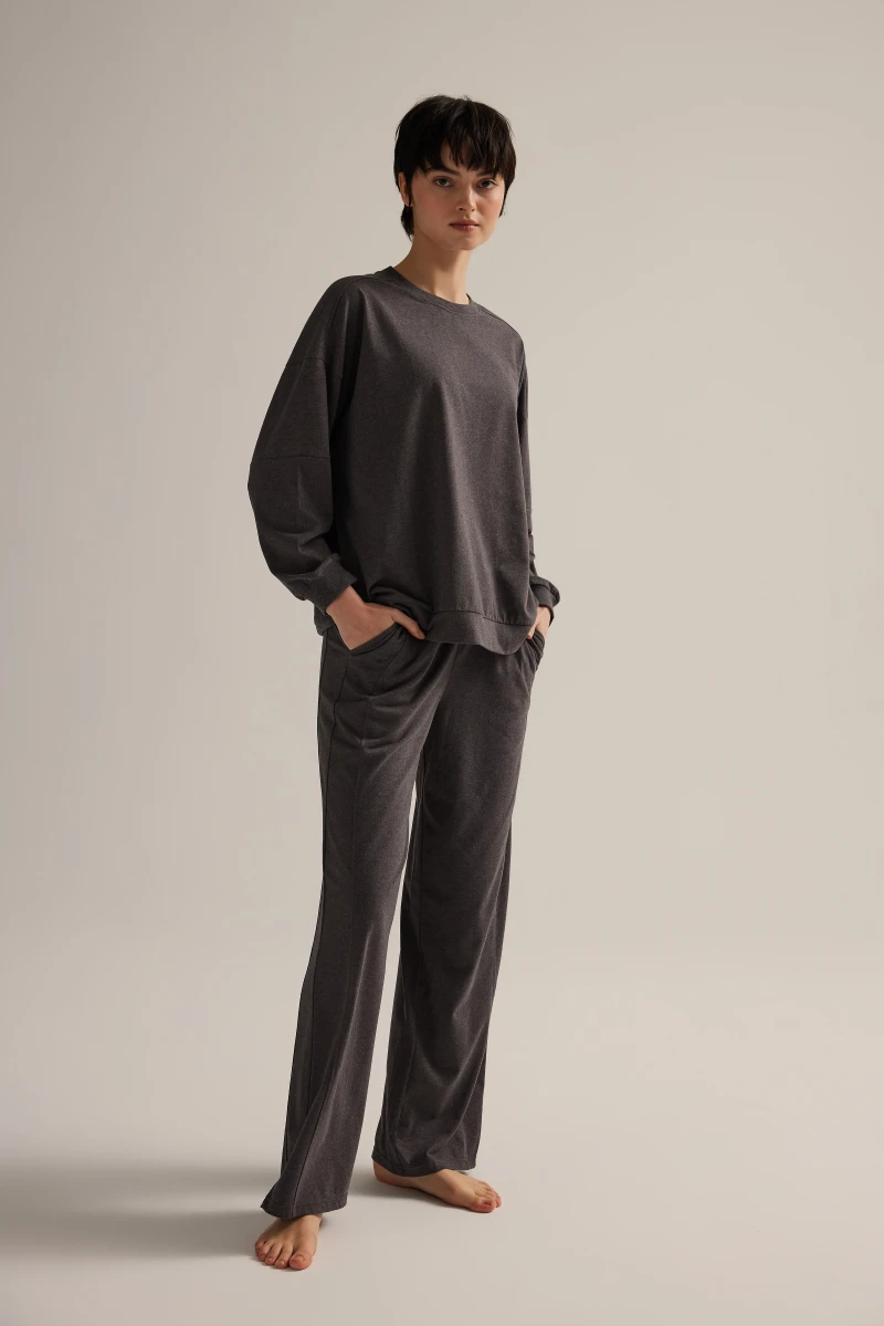 Women's Brown Cotton Pajama Set — view 2