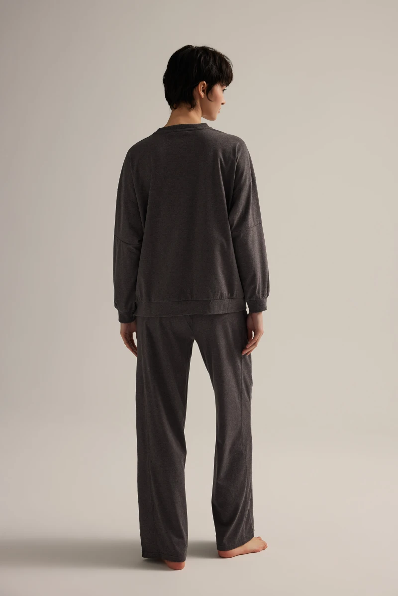 Women's Brown Cotton Pajama Set — view 3
