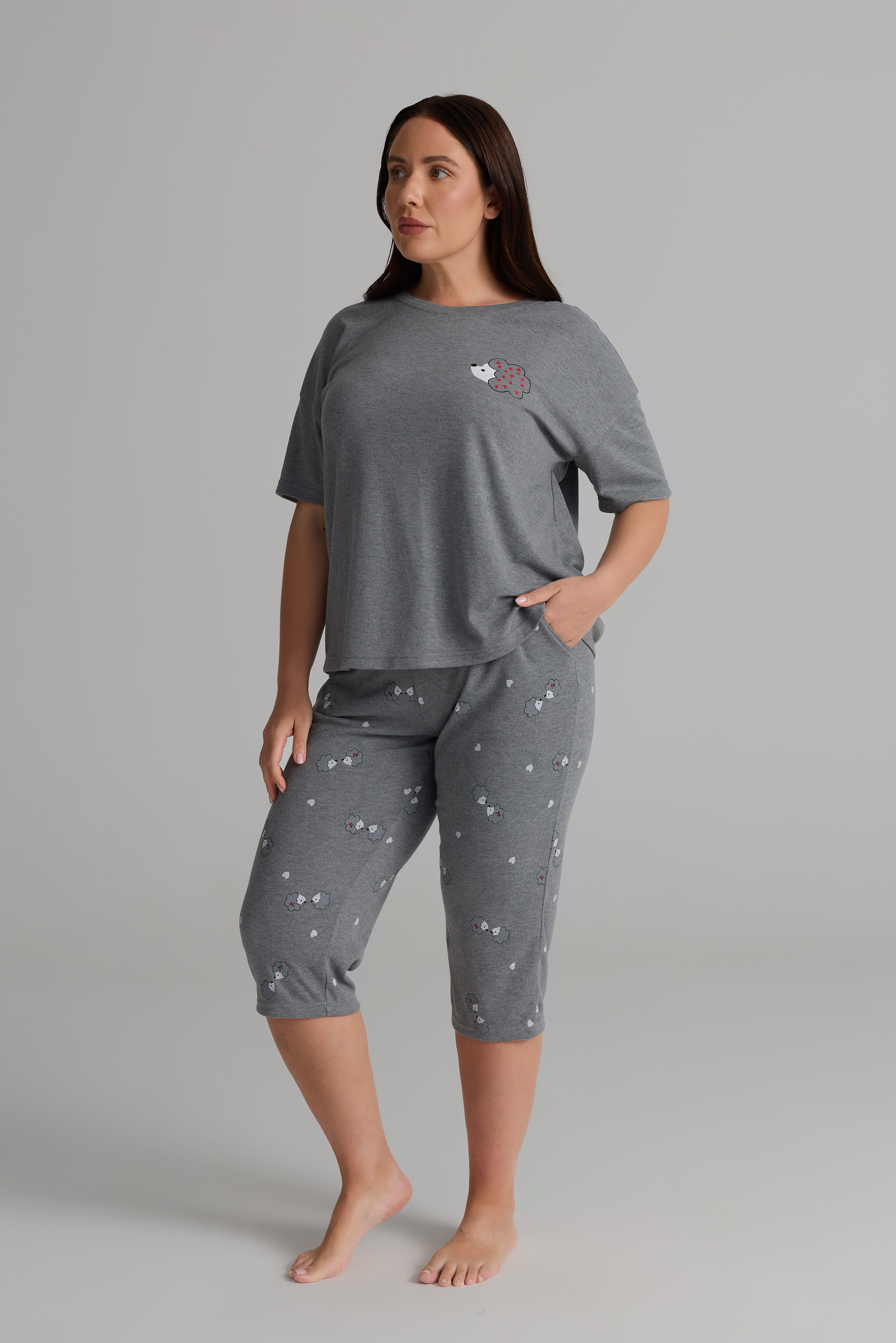 Women's Grey Cotton Pajama Set — view 2