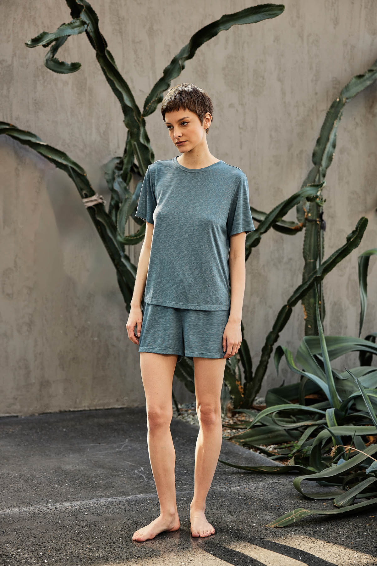 Women's Green Modal Shorts — view 3