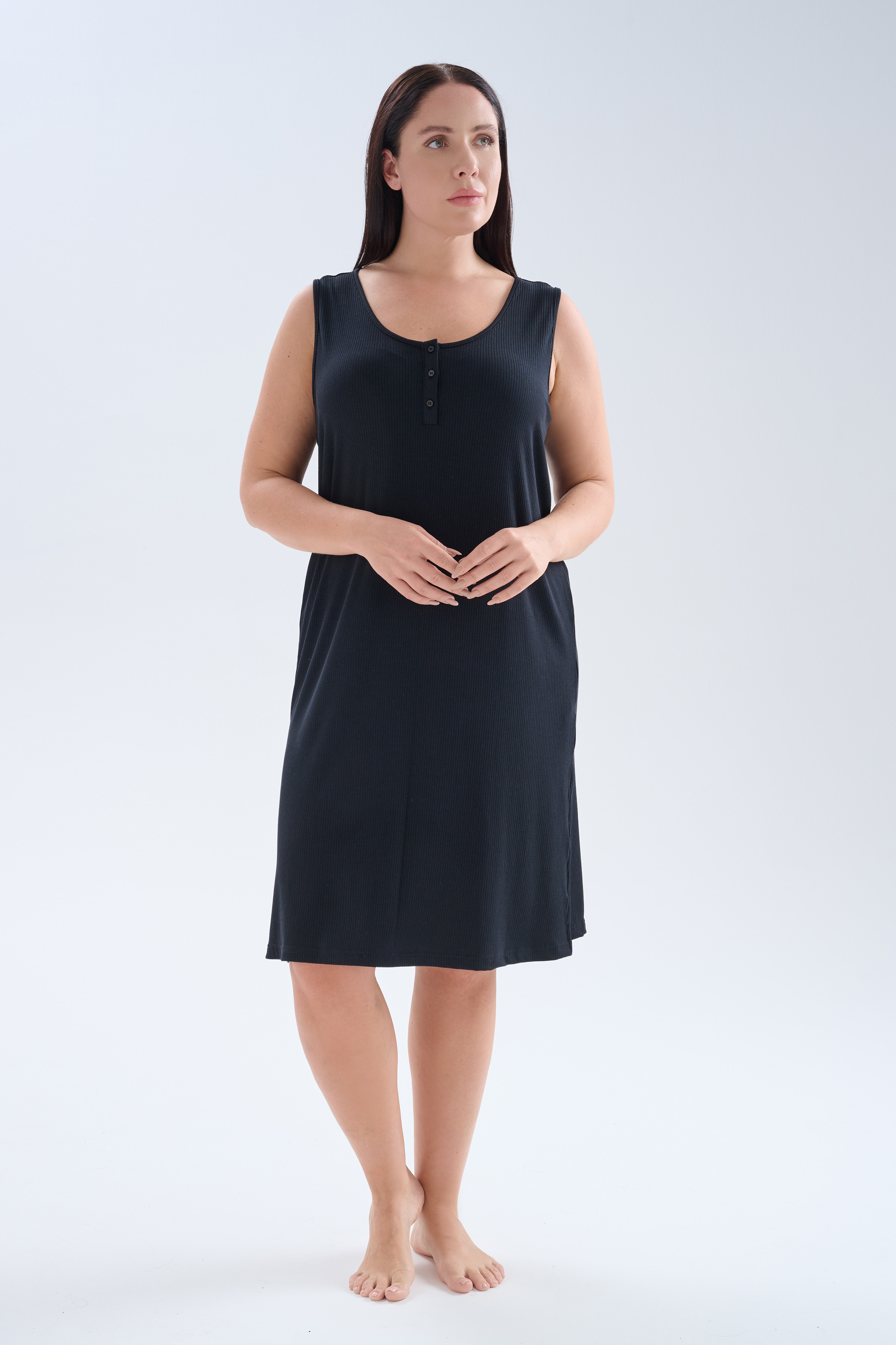 Women's Black Modal Nightgown — view 1