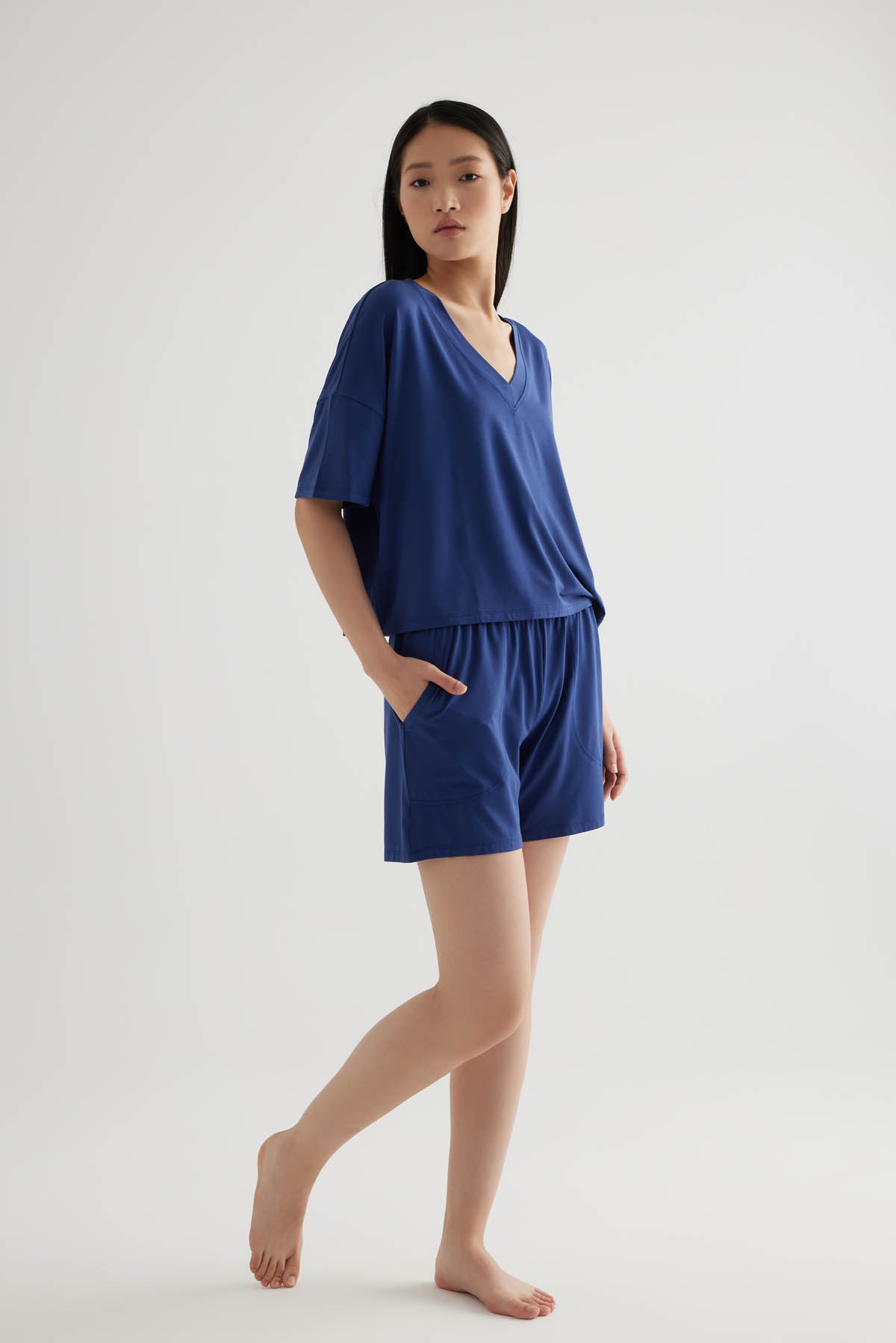 Women's Navy Modal Shorts — view 3
