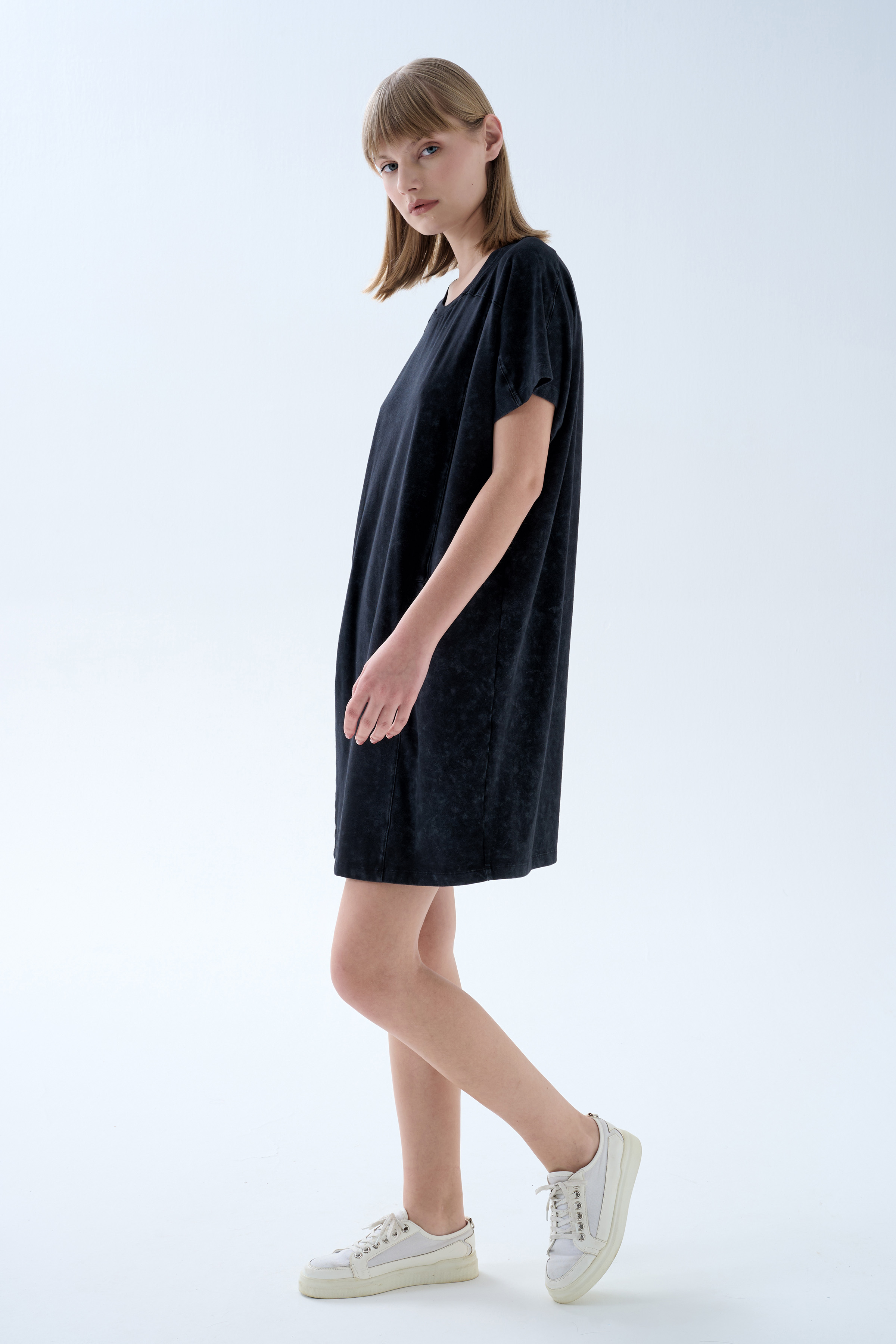 Women's Black Cotton Dress — view 2