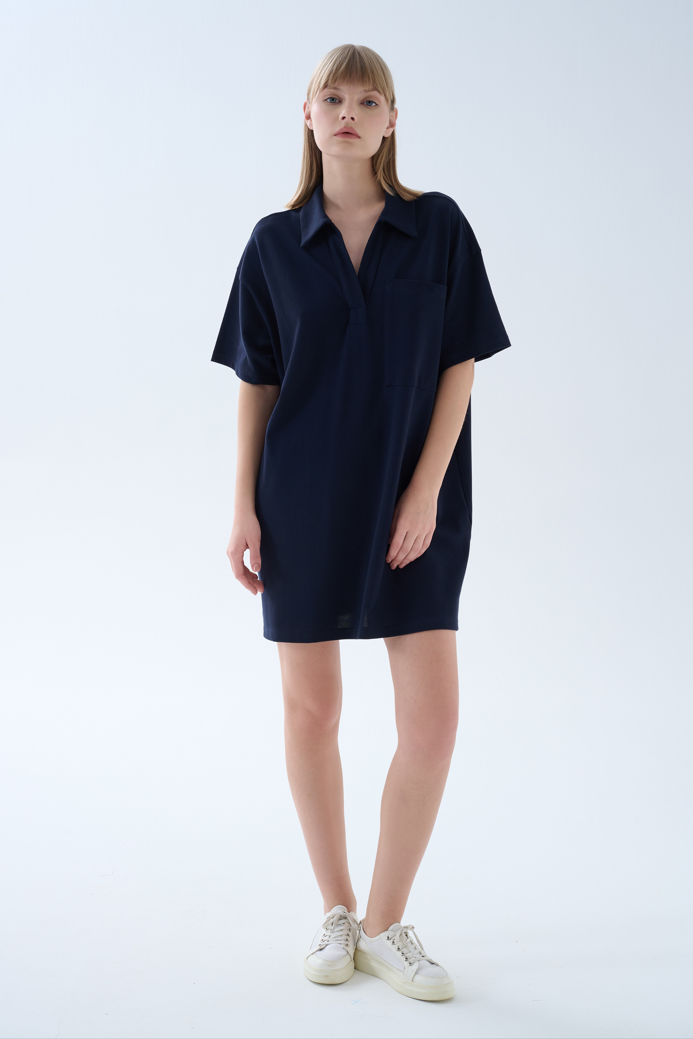Women's Navy Cotton Dress — view 1