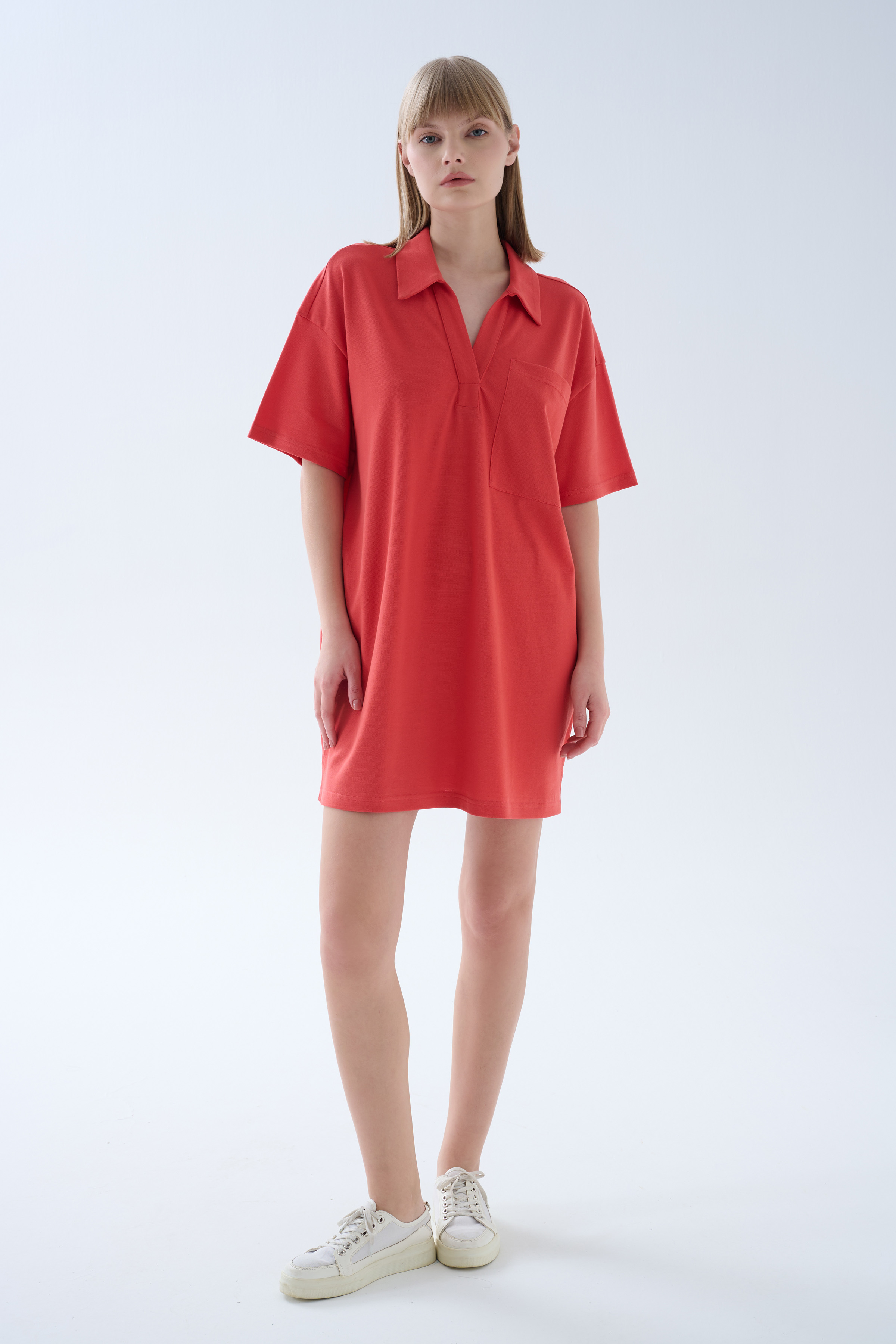 Women's Red Cotton Dress — view 1