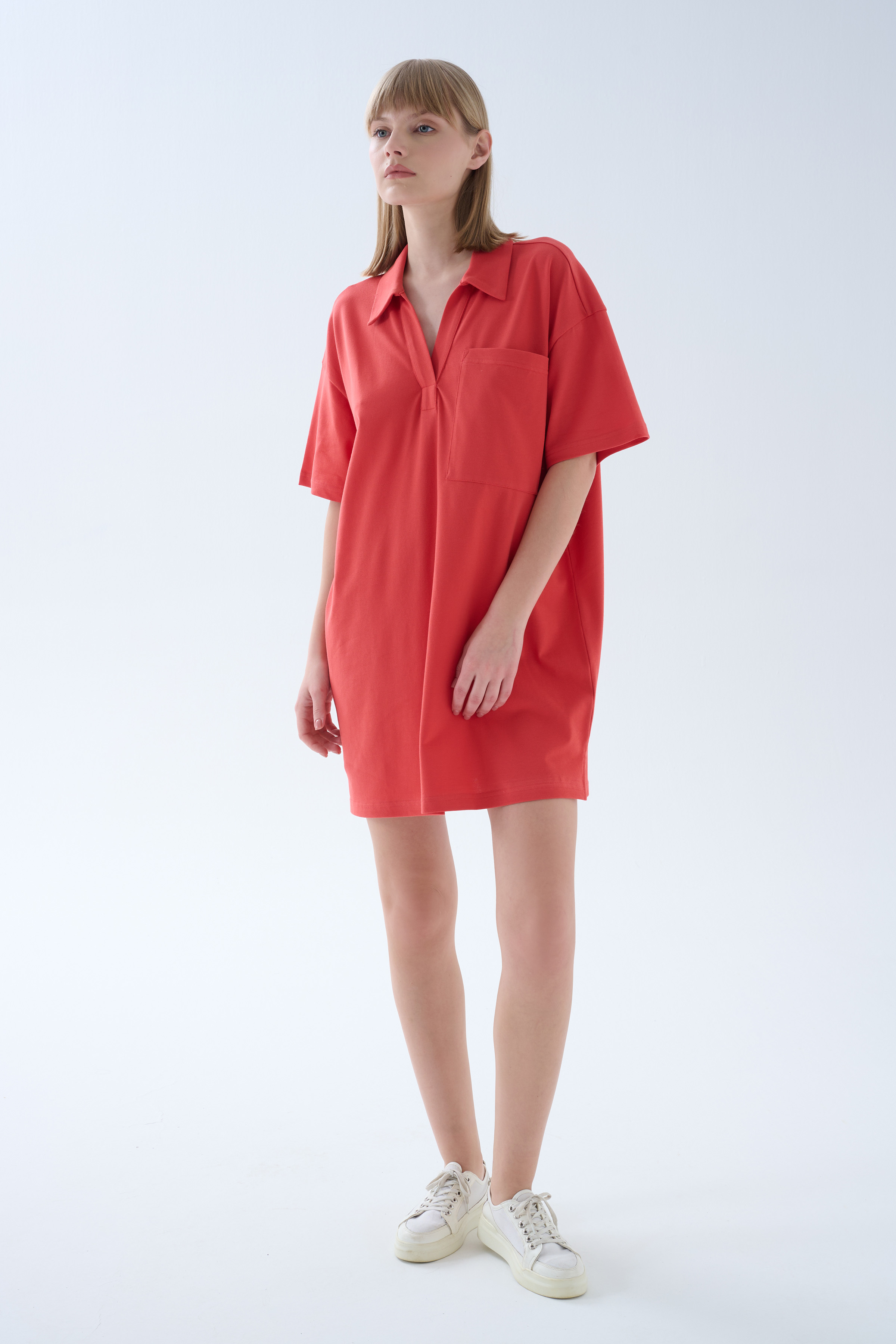 Women's Red Cotton Dress — view 2