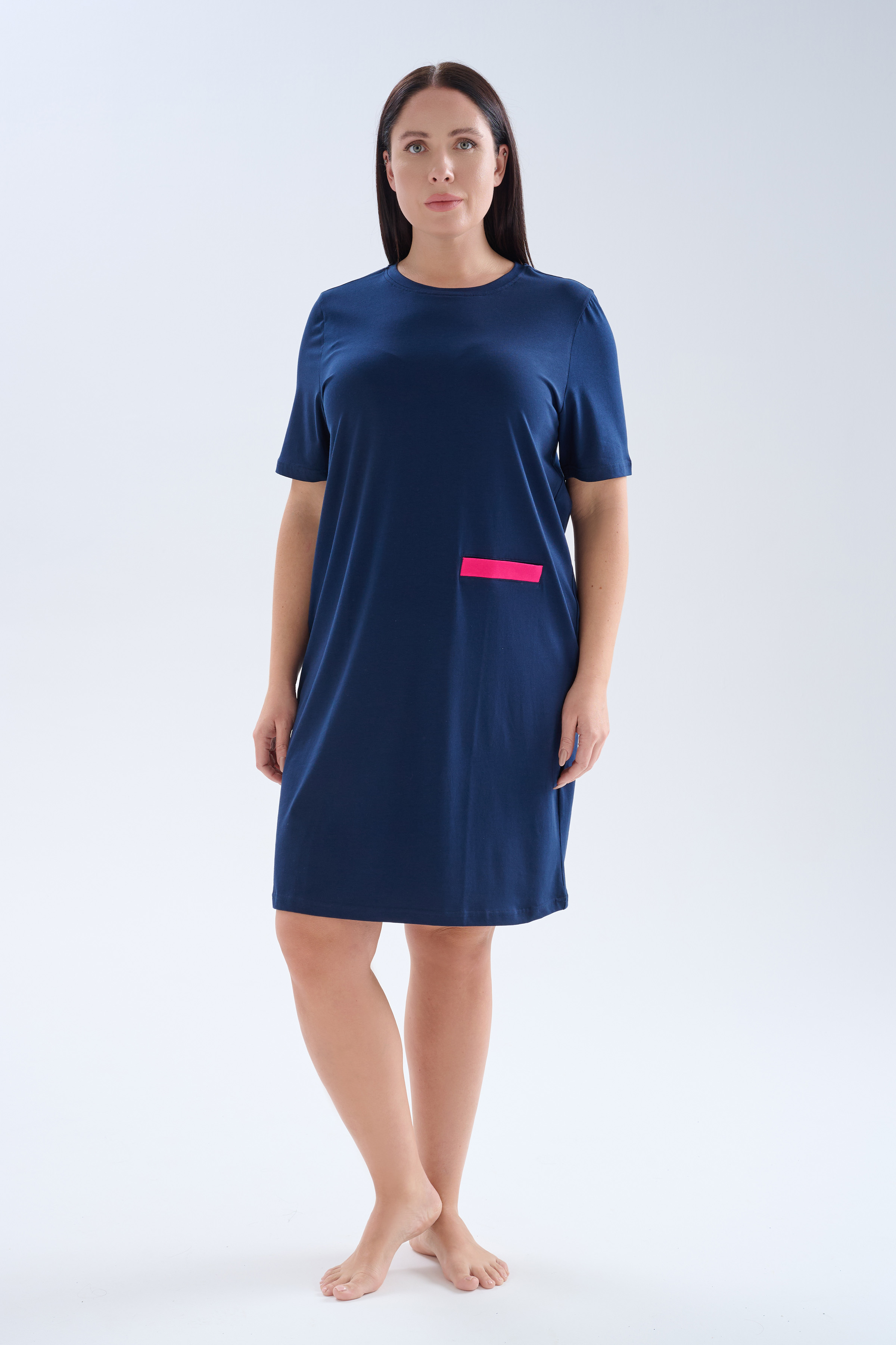Women's Navy Cotton Nightgown — view 1