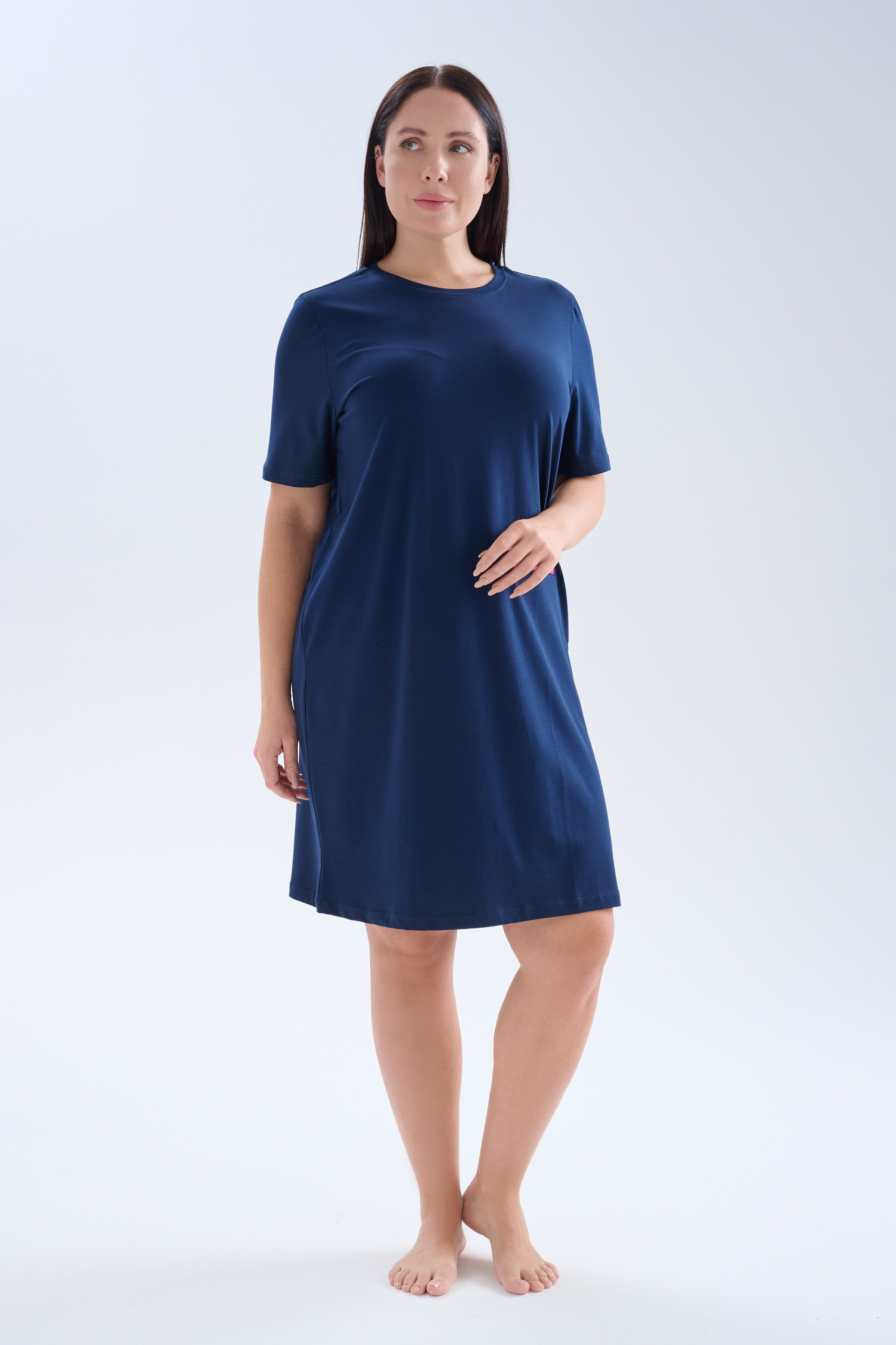 Women's Navy Cotton Nightgown — view 2