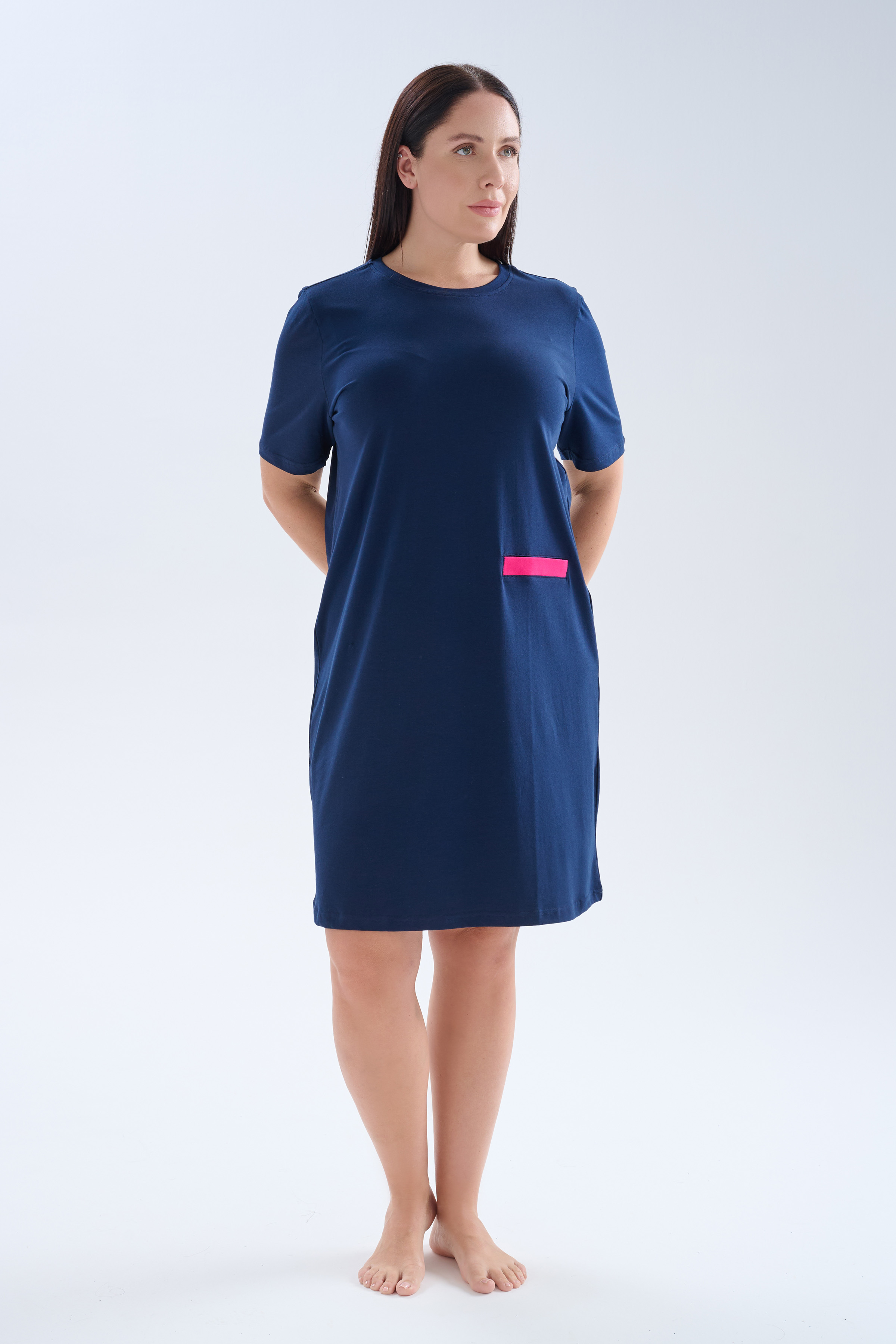 Women's Navy Cotton Nightgown — view 3