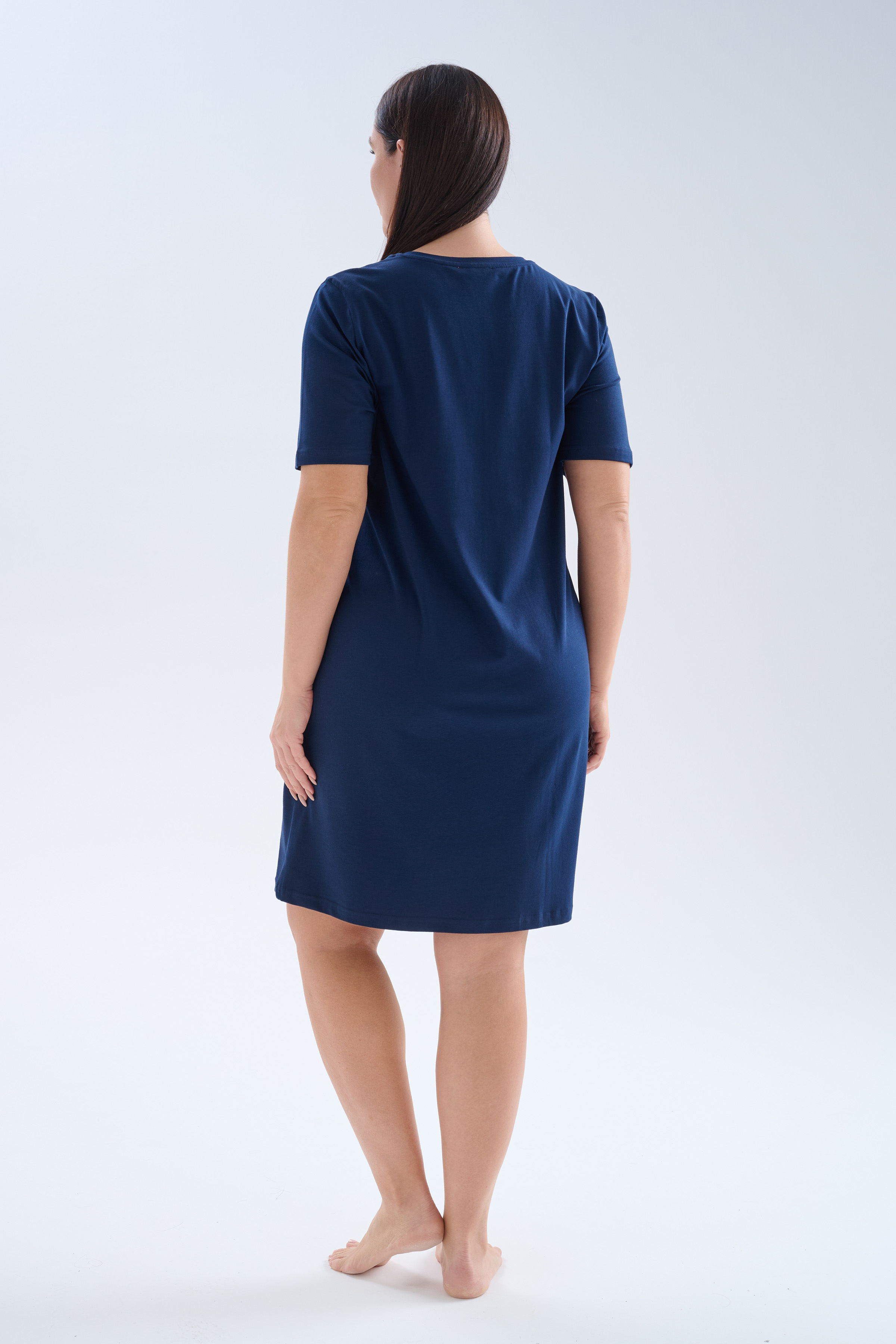 Women's Navy Cotton Nightgown — view 4