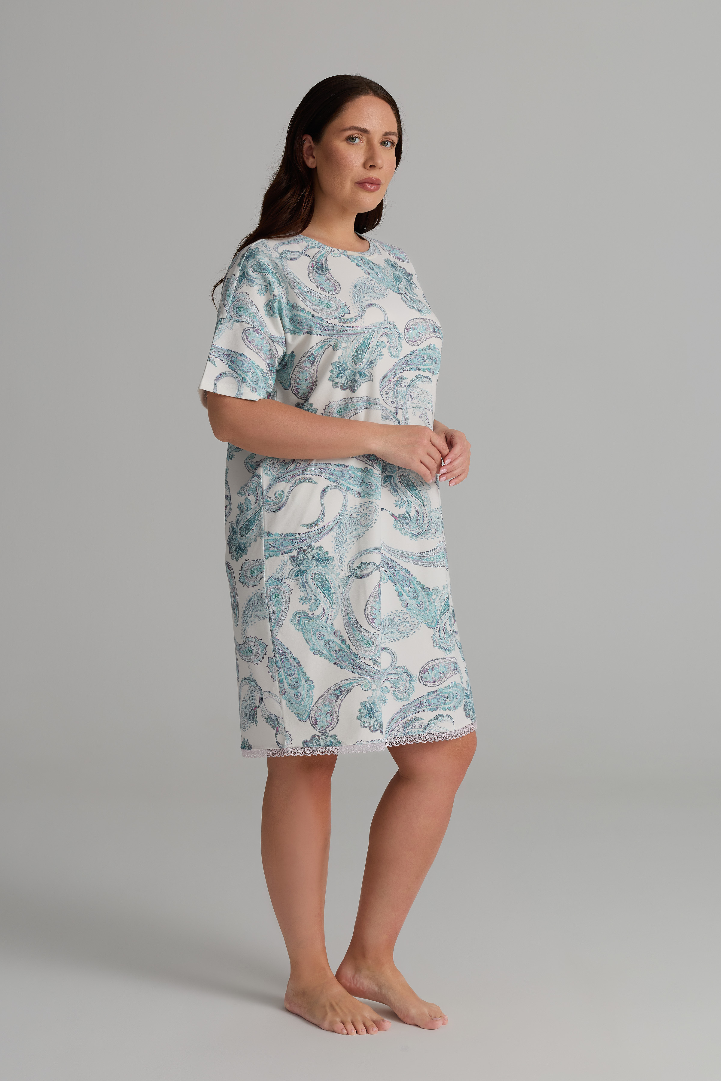 Women's Neutral Printed Cotton Nightgown — view 2