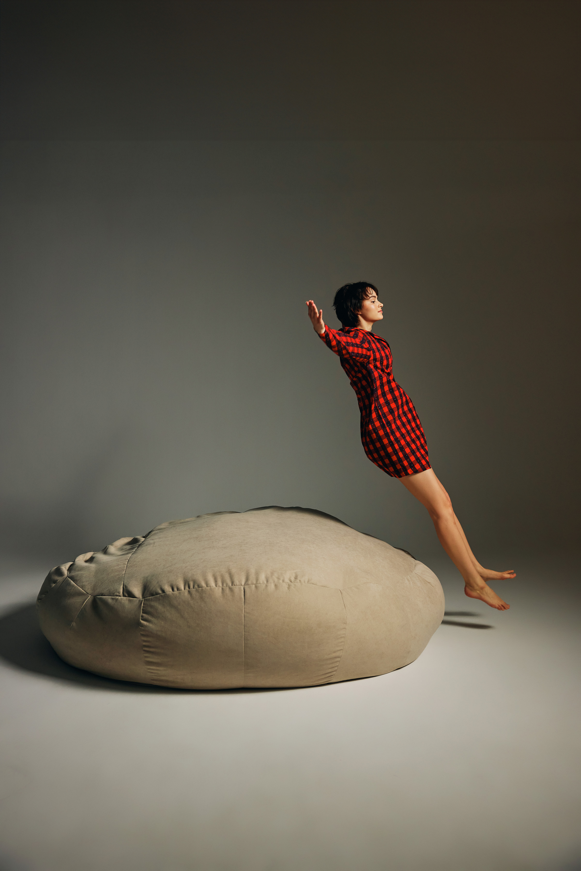Women's Red Plaid Cotton Nightgown — view 1