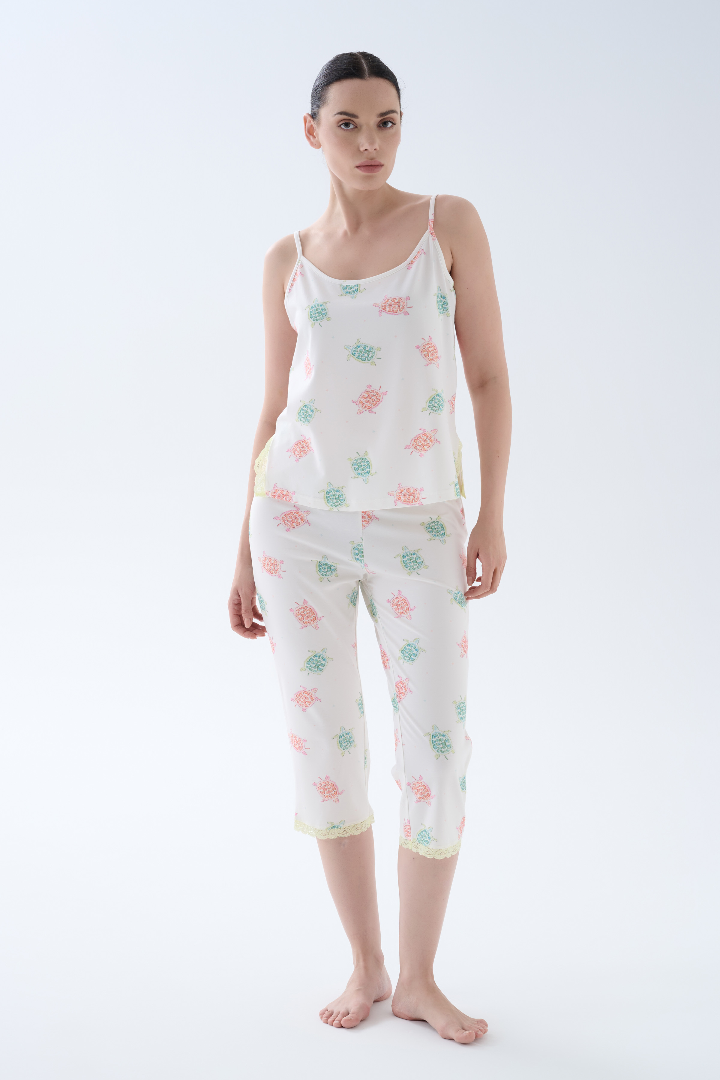 Women's Neutral Printed Cotton Pajama Bottoms — view 1