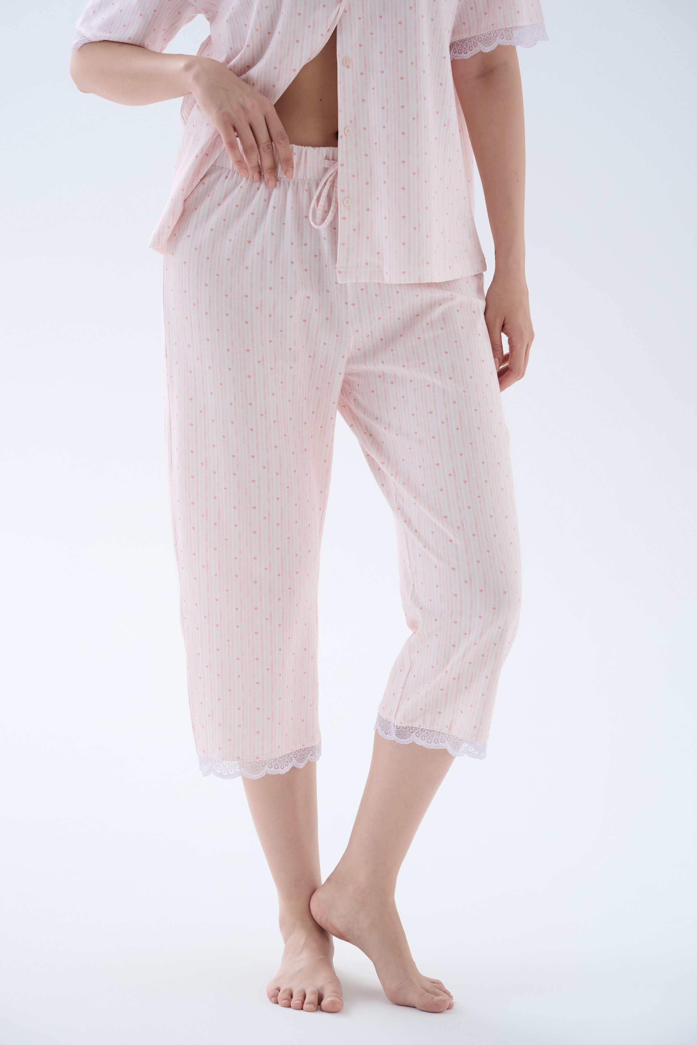 Women's Pink Printed Cotton Pajama Bottoms — view 1