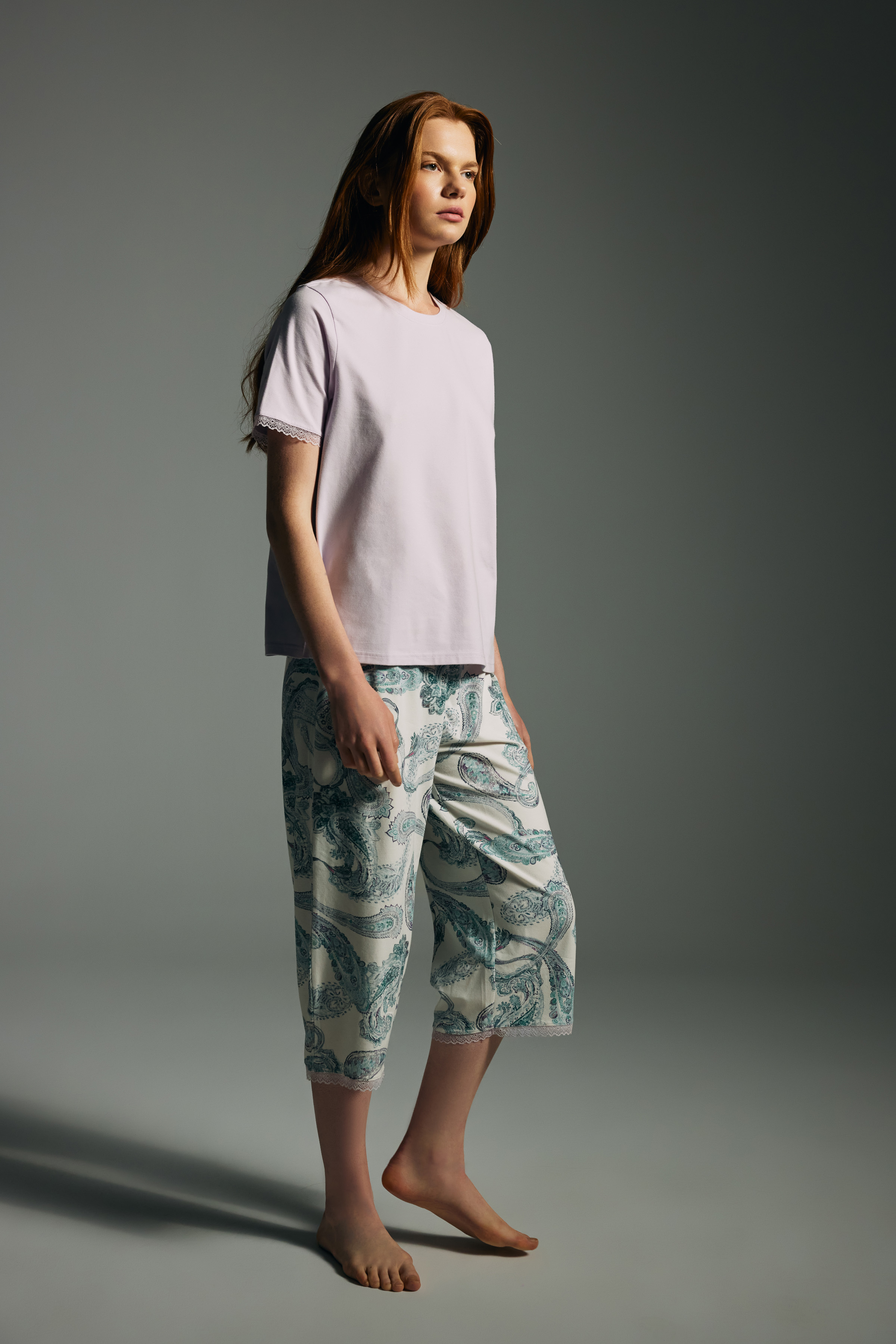 Women's Lilac Cotton Pajama Set — view 1