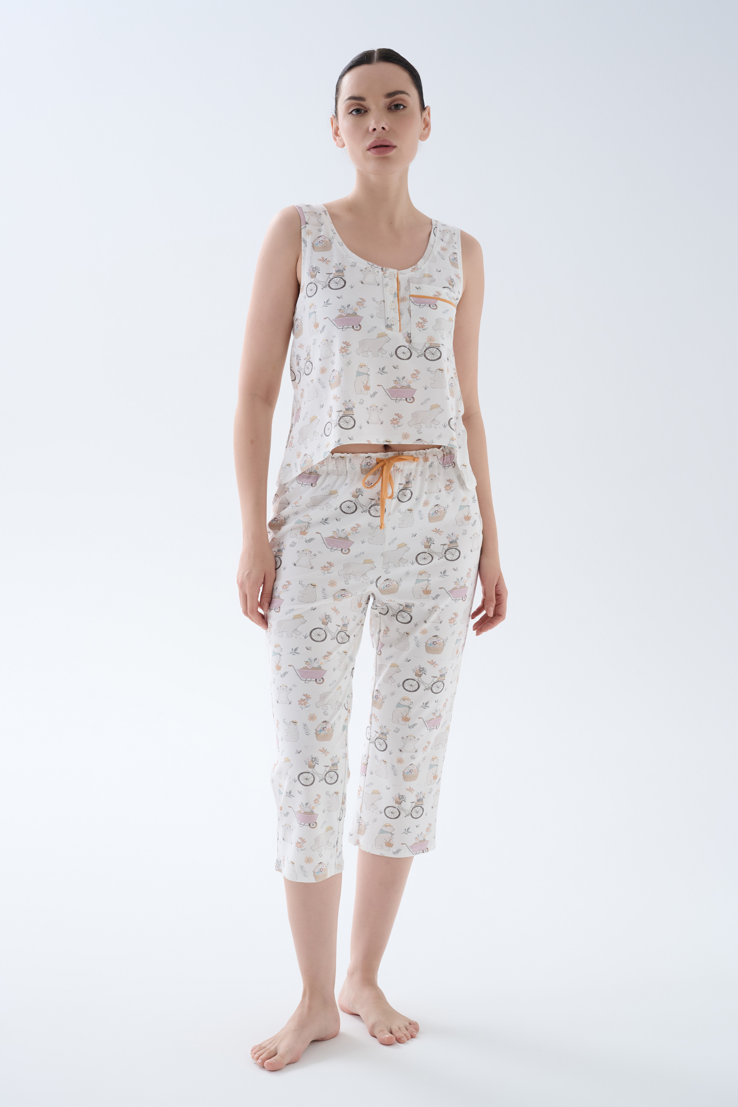 Women's Lilac Printed Cotton Pajama Set — view 1