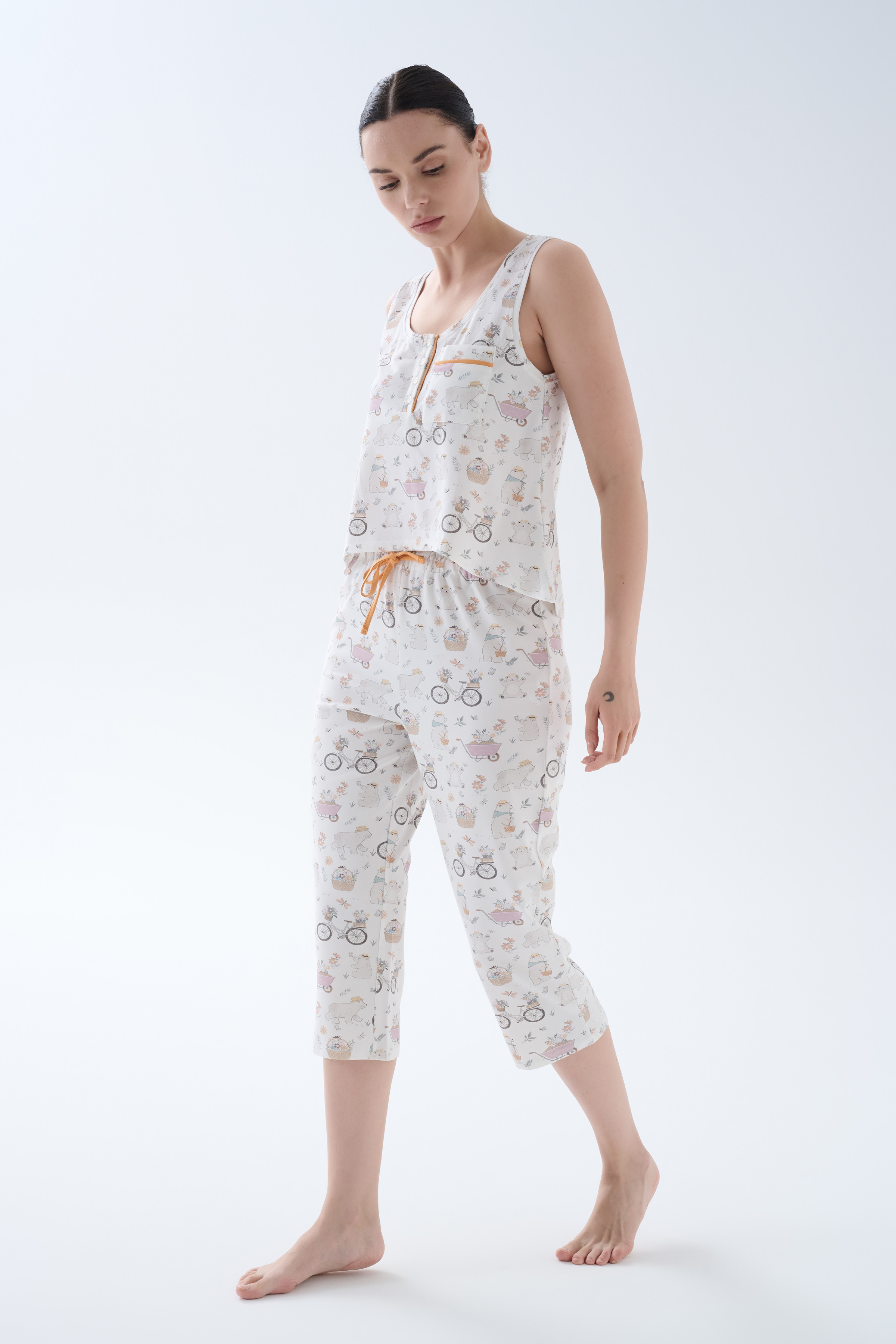 Women's Lilac Printed Cotton Pajama Set — view 2