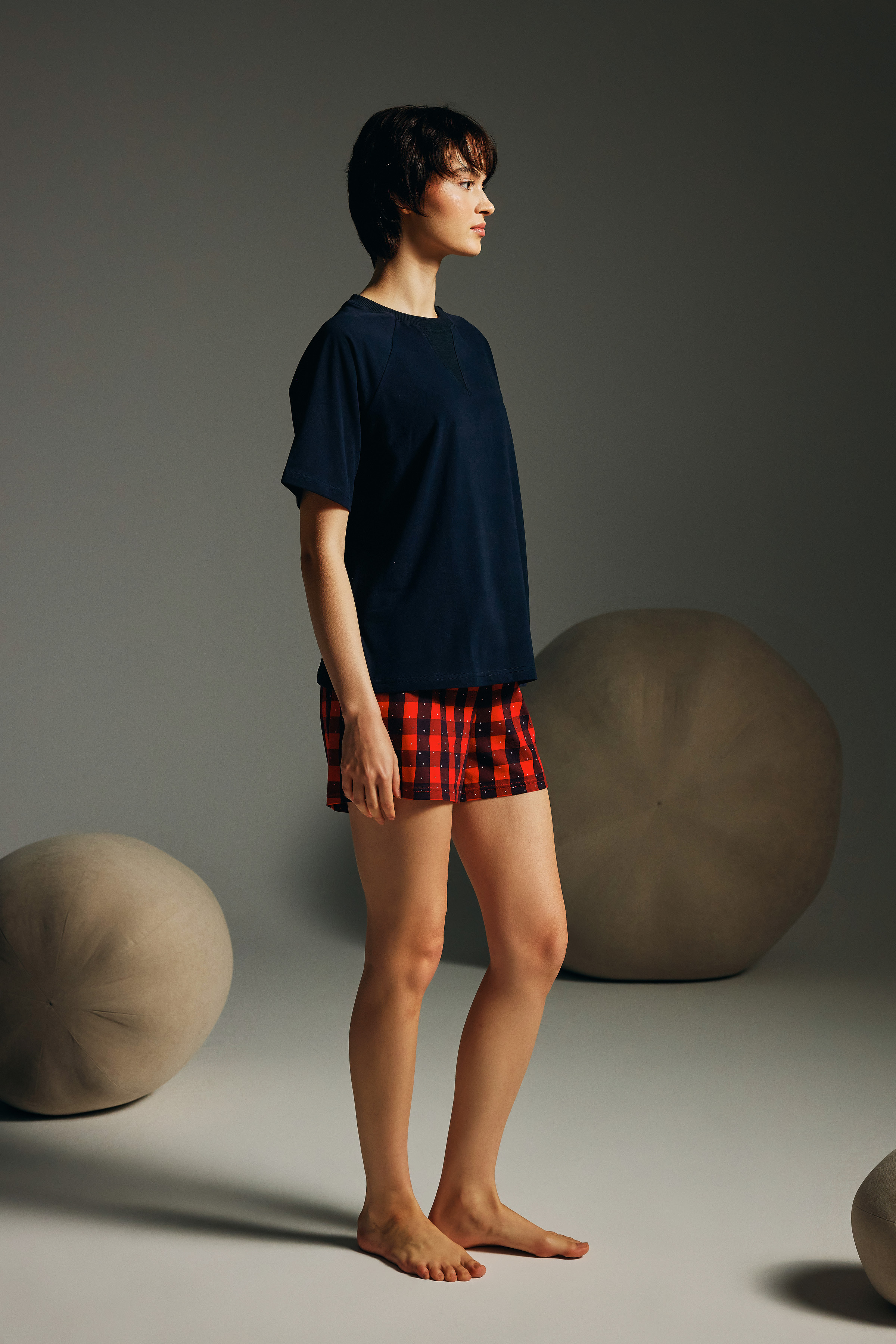 Women's Navy Cotton Pajama Set — view 2