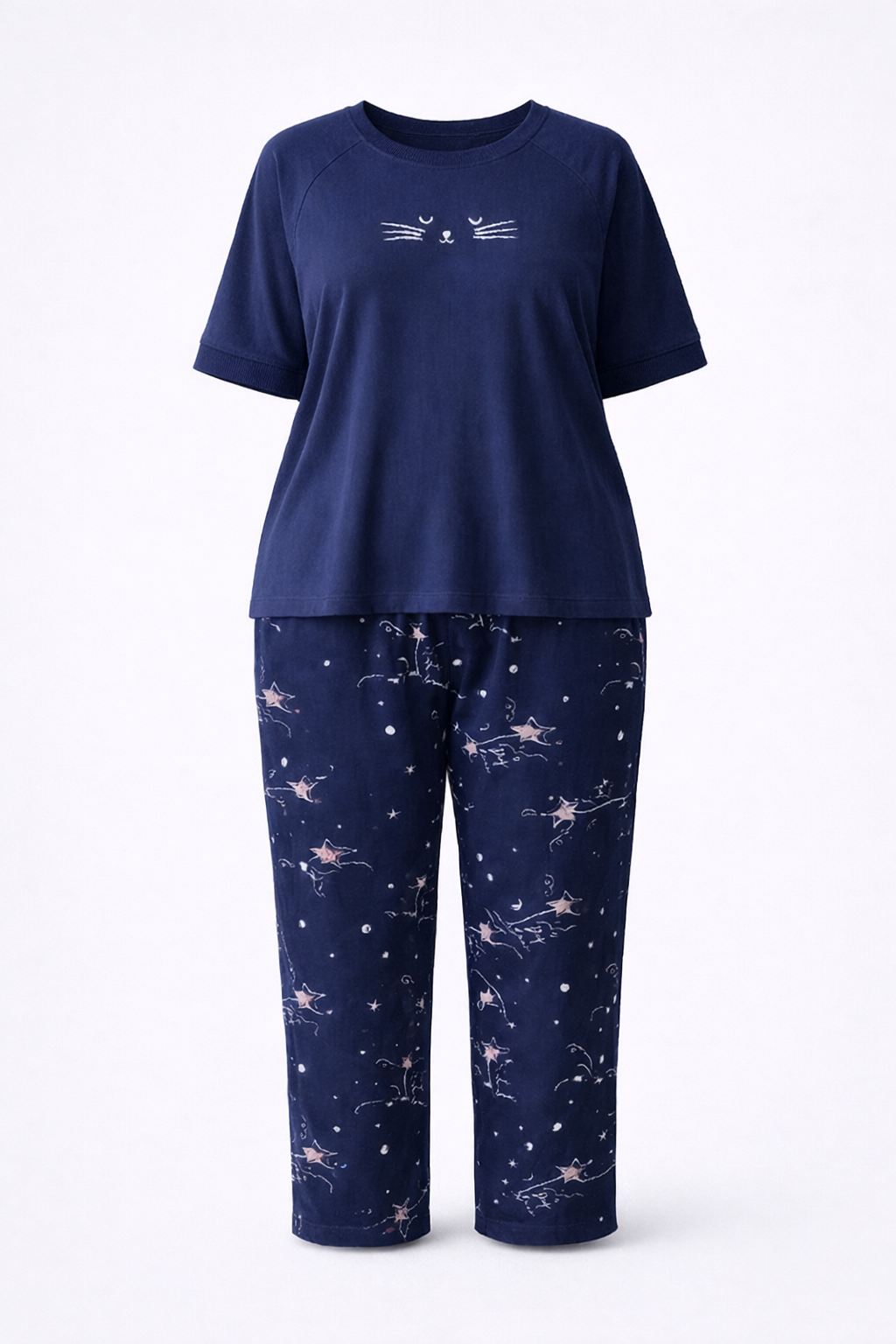 Women's Navy Cotton Pajama Set — view 1