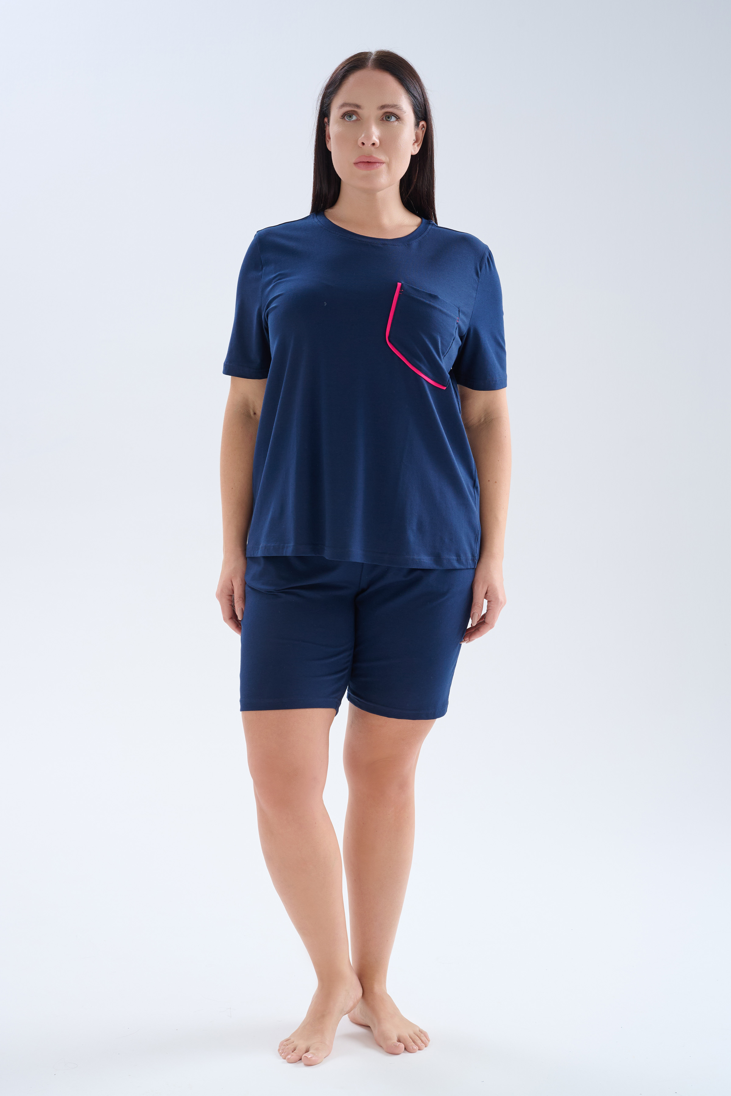 Women's Navy Cotton Pajama Set — view 2