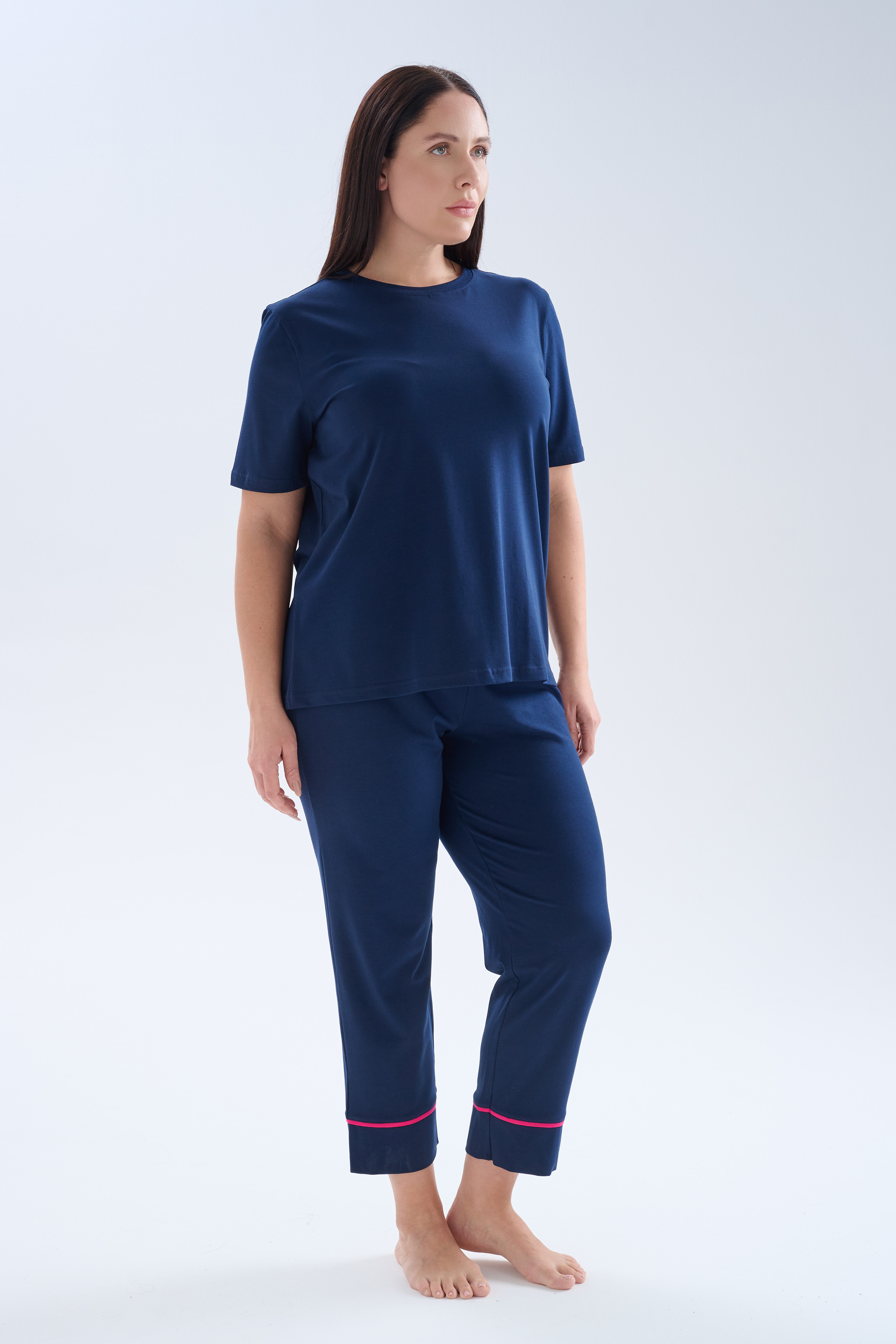 Women's Navy Cotton Pajama Set — view 2