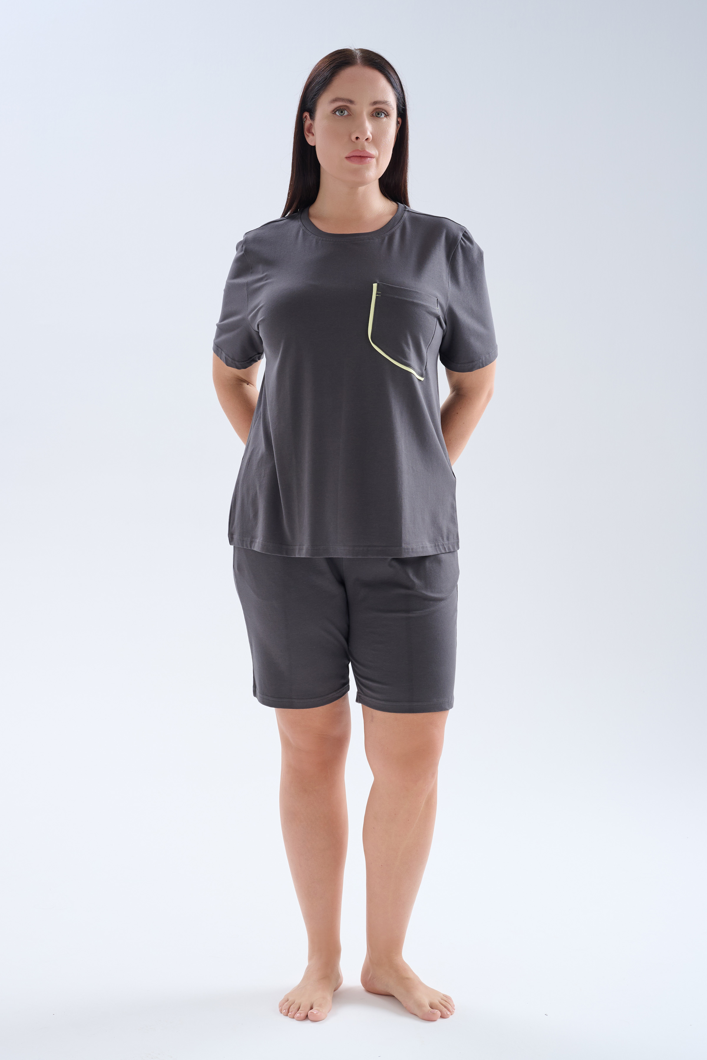 Women's Neutral Cotton Pajama Set — view 1