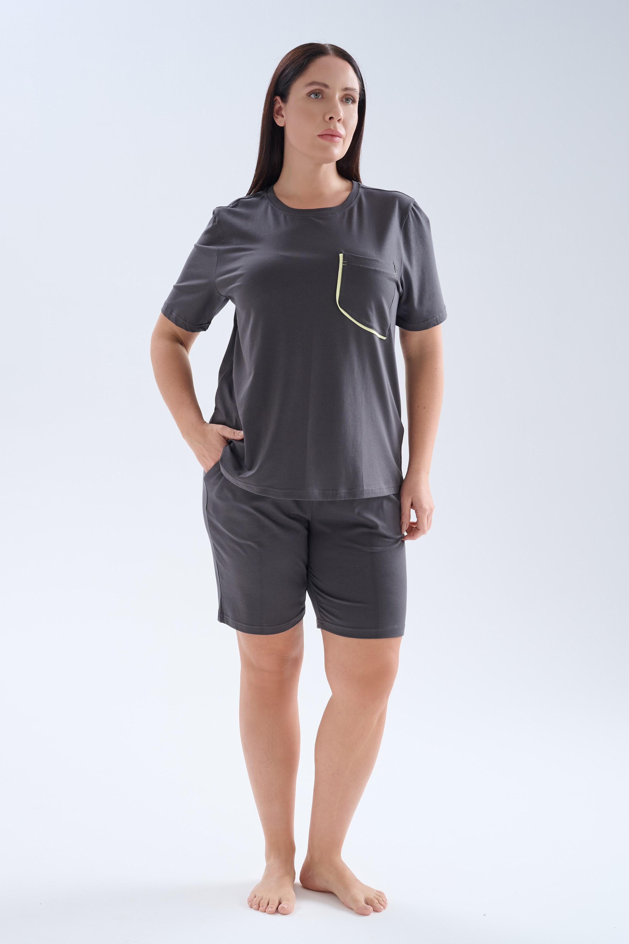 Women's Neutral Cotton Pajama Set — view 2
