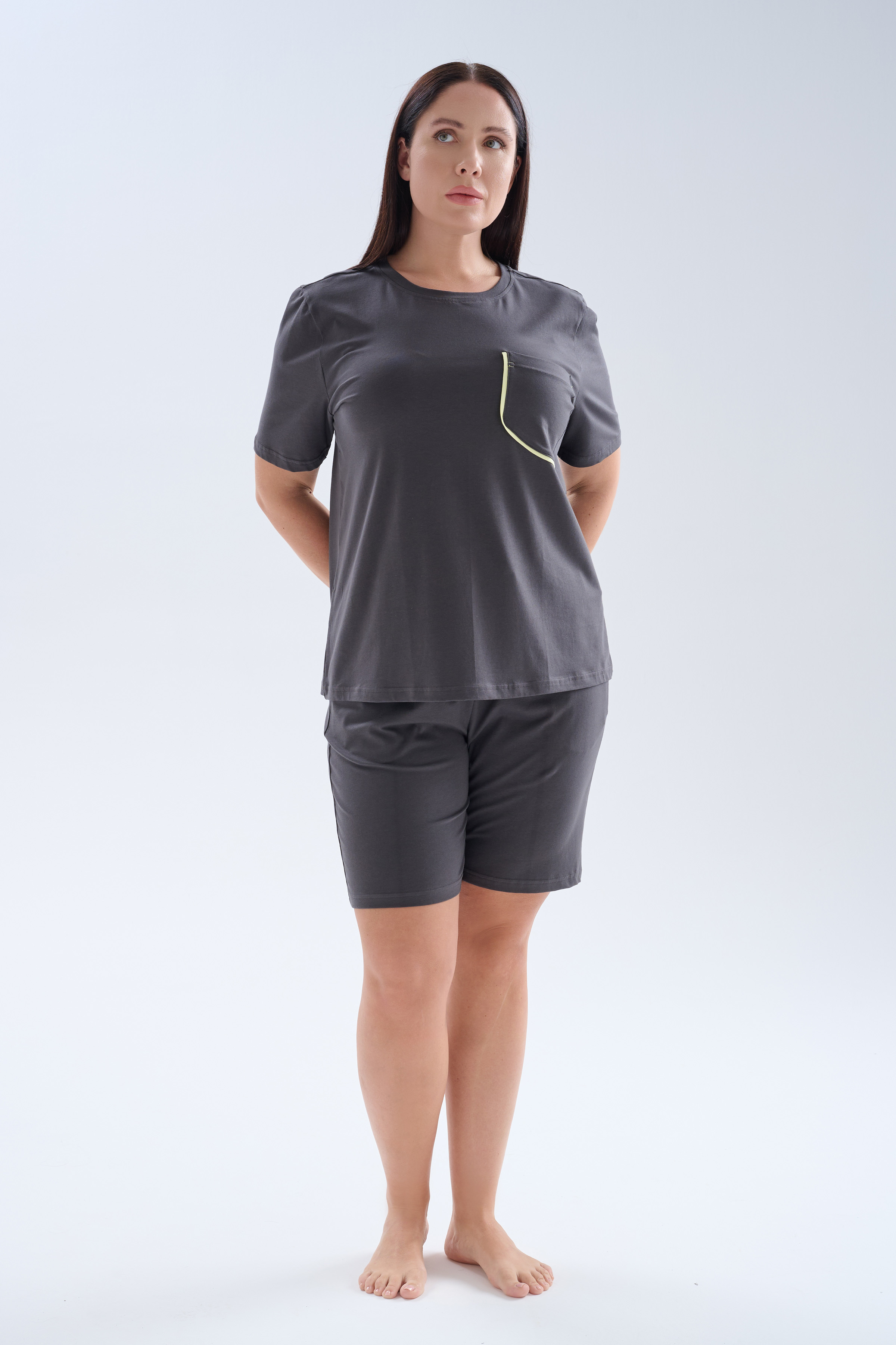 Women's Neutral Cotton Pajama Set — view 3