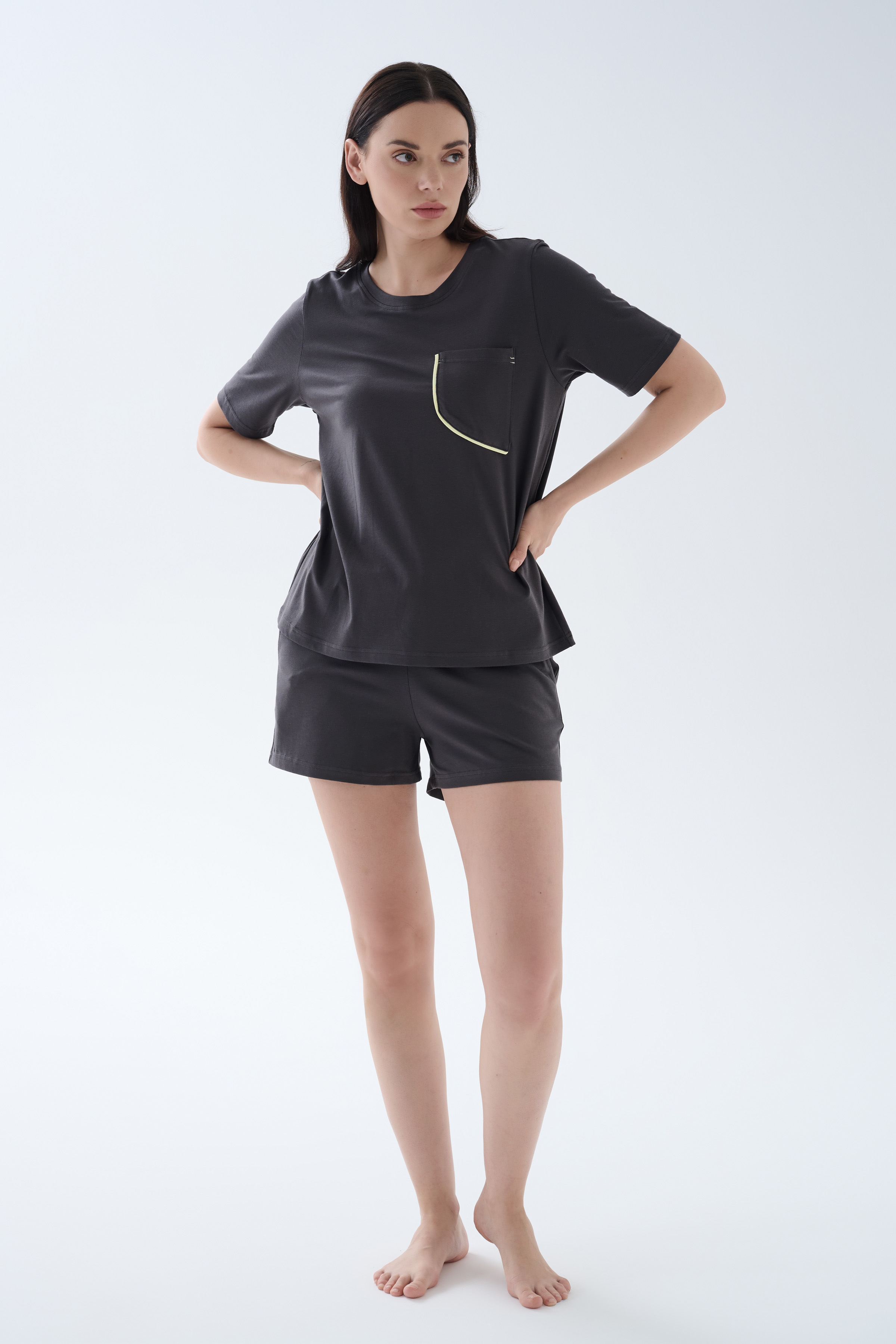 Women's Neutral Cotton Pajama Set — view 1