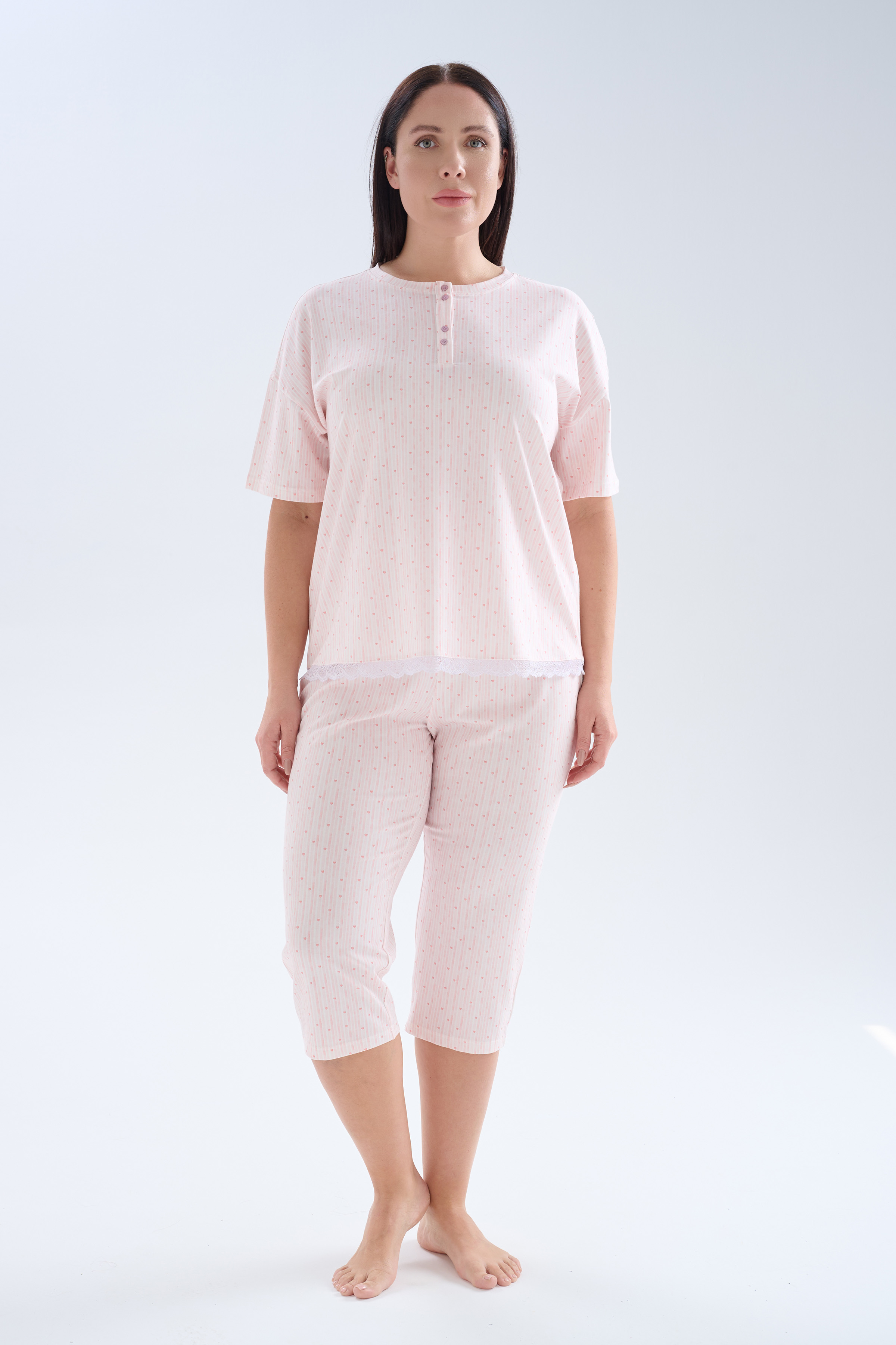 Women's Pink Printed Cotton Pajama Set — view 2