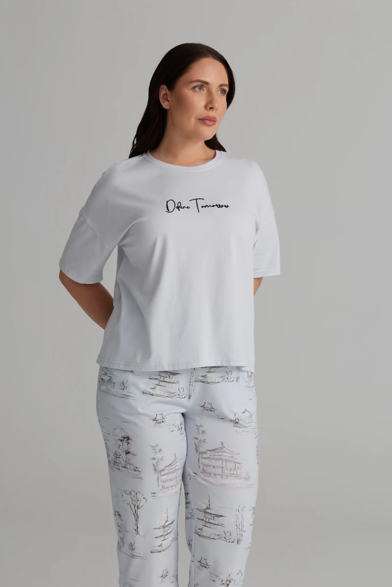 Women's Blue Cotton Pajama Top — view 1