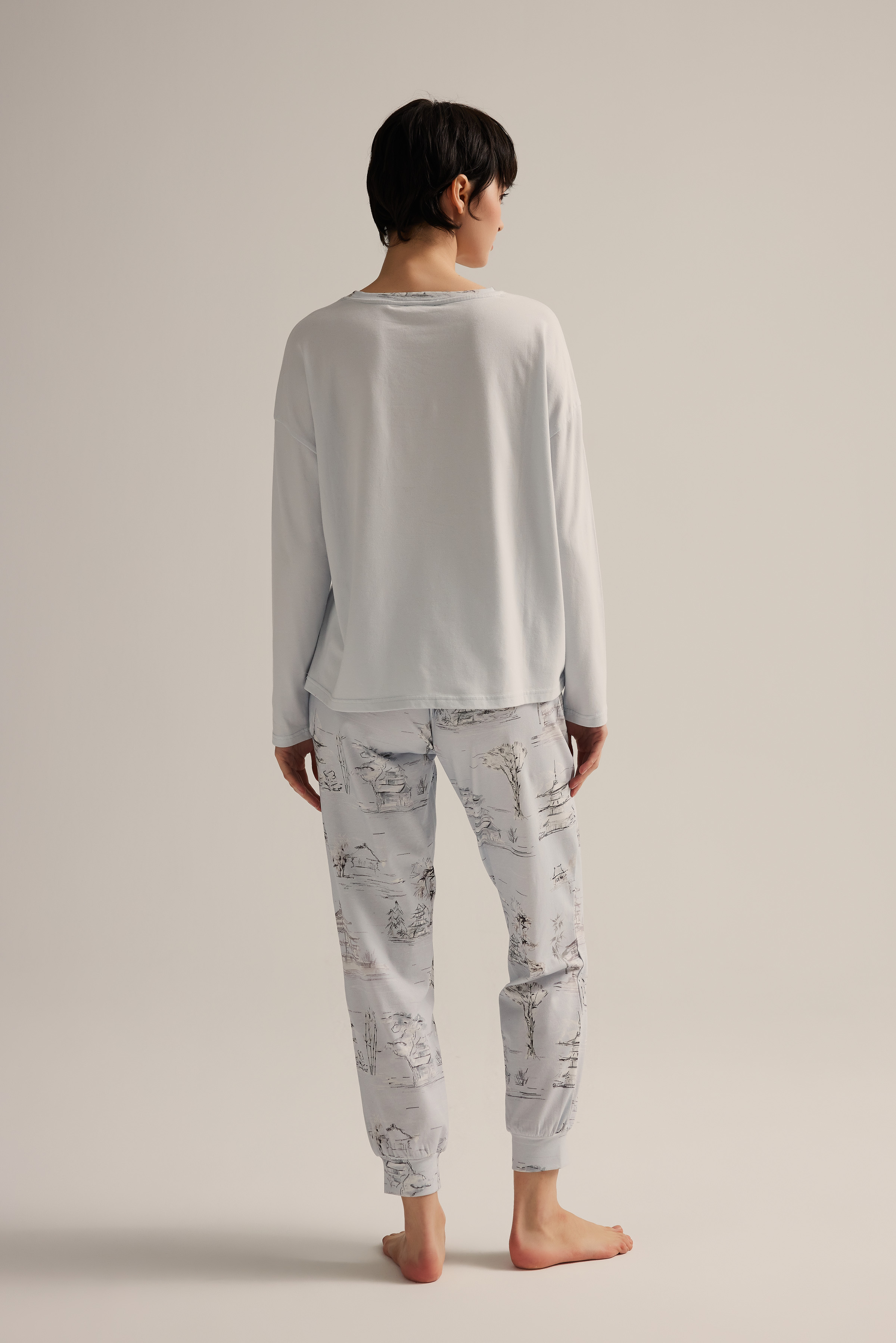 Women's Blue Cotton Pajama Top — view 3