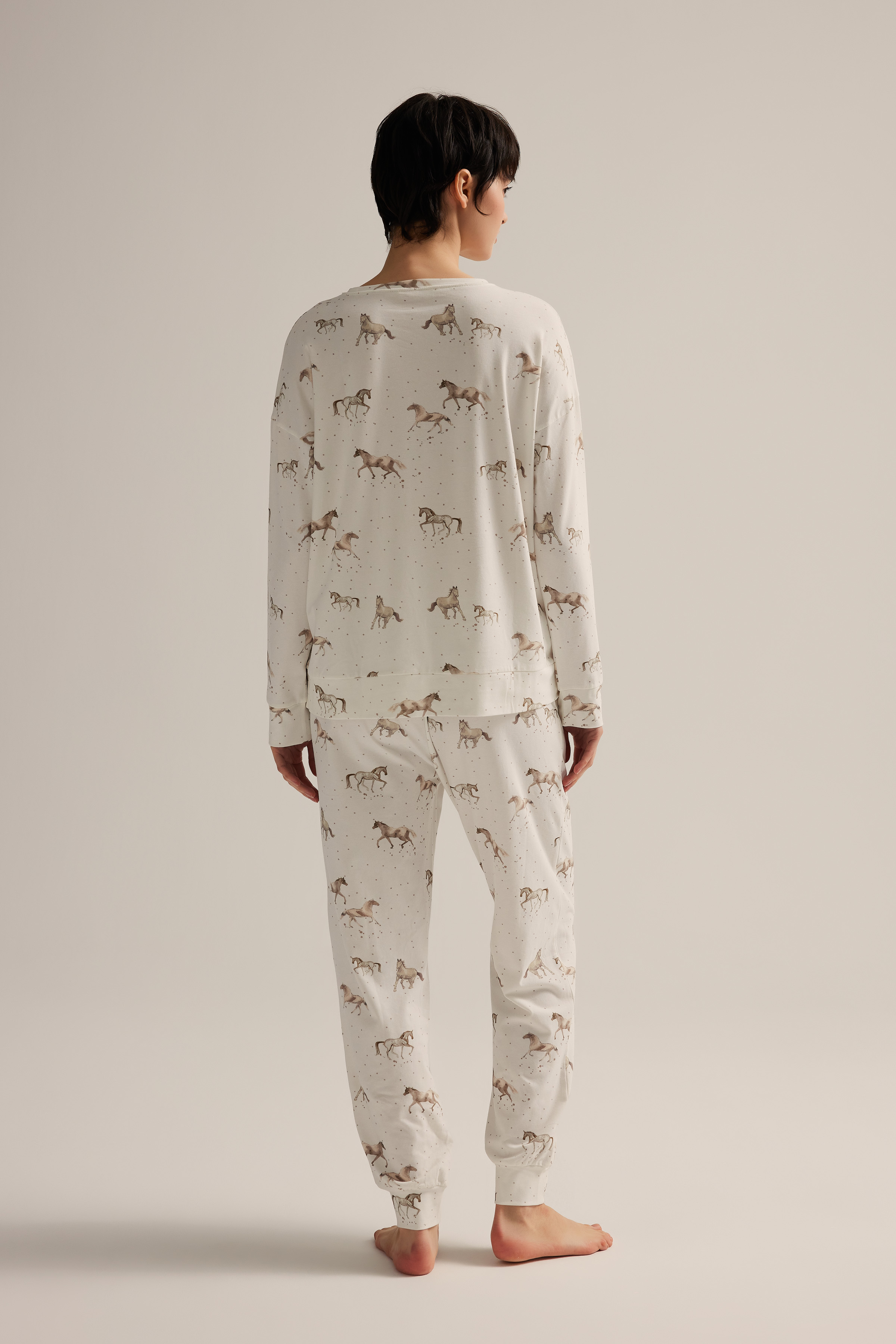 Women's Brown Printed Cotton Pajama Top — view 4